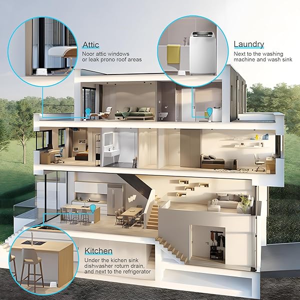 Filotimo Filotimo Smart Water Leak Detectors WiFi Alarm with App Alerts for Home Basement Kitchen Laundry and Bathroom - View 5 of 9