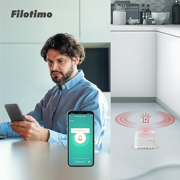 Filotimo Filotimo Smart Water Leak Detectors WiFi Alarm with App Alerts for Home Basement Kitchen Laundry and Bathroom - View 9 of 9