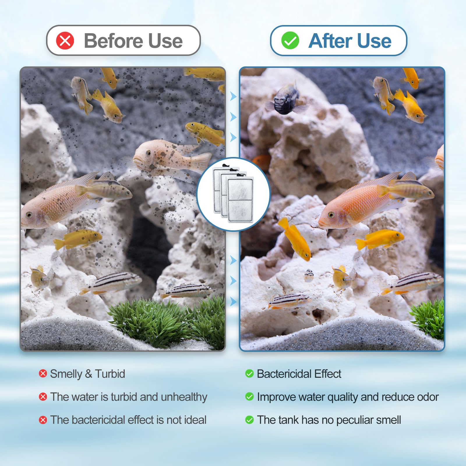 Zuqqony Zuqqony 8 Pack PF-S Filter Cartridges for Top Fin Silenstream PF10 Power Filters Replacement Aquarium Carbon Cartridge with Zeolite - View 6 of 7