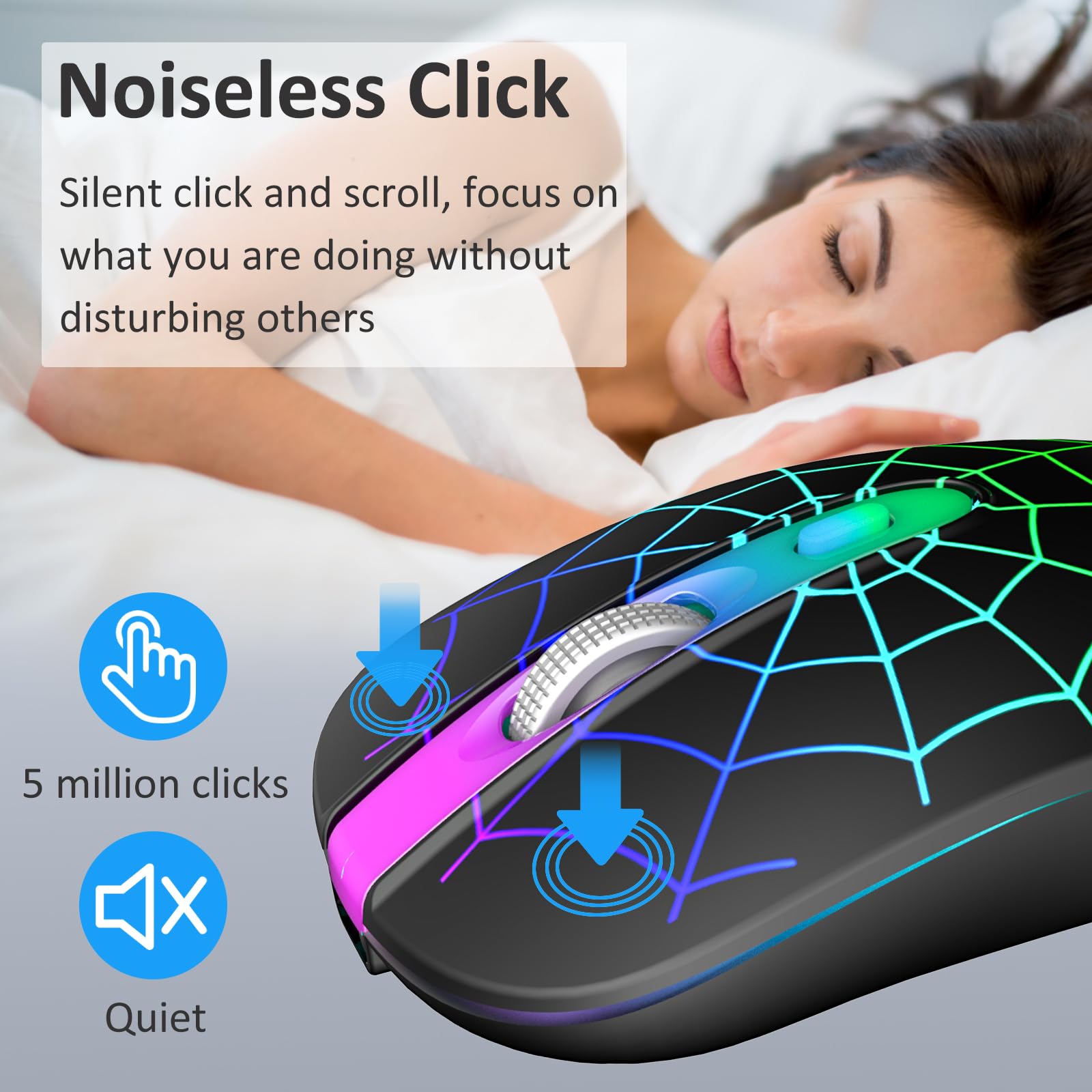 TaIYanG TaIYanG Wireless Mouse 2.4G Portable Optical Quiet Cute Mouse with USB Receiver Type C Adapter 3 Adjustable DPI LED for Laptop PC MacBook - View 6 of 8