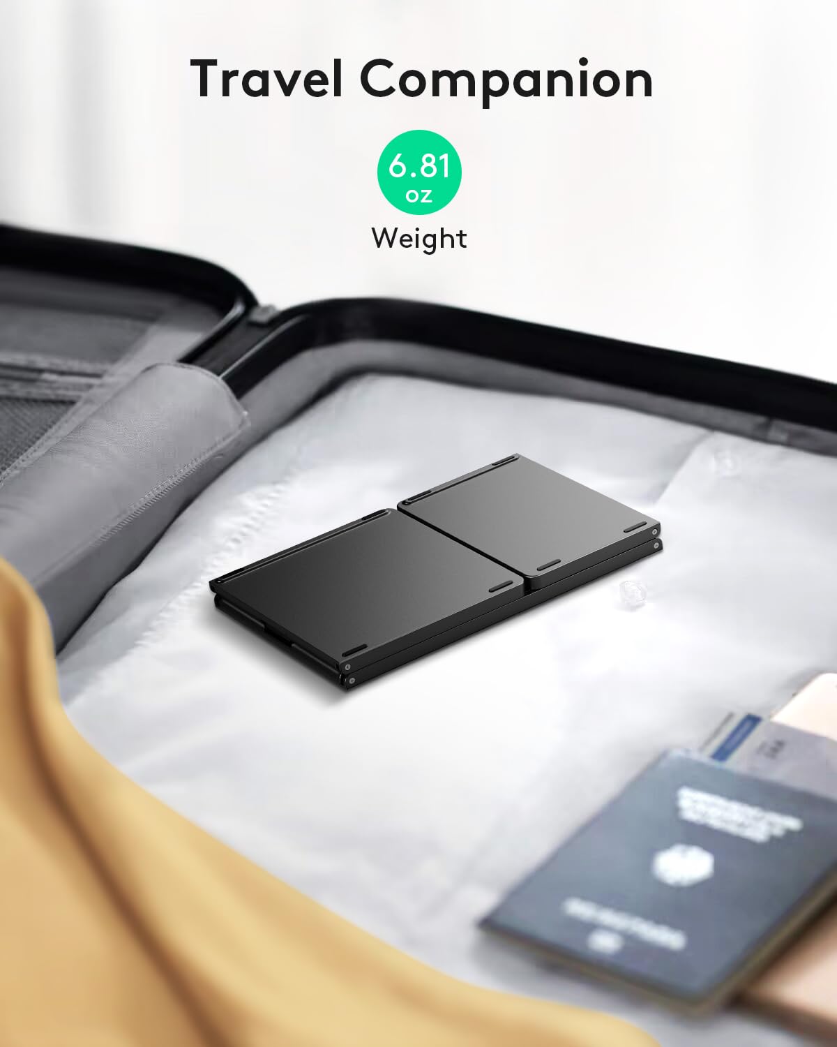 Samsers Samsers Foldable Bluetooth Keyboard with Touchpad - Portable Wireless Keyboard with Holder, Rechargeable Full Size Ultra Slim Pocket Folding Keyboards for Android Windows iOS Tablet & Laptop - Black - View 7 of 9