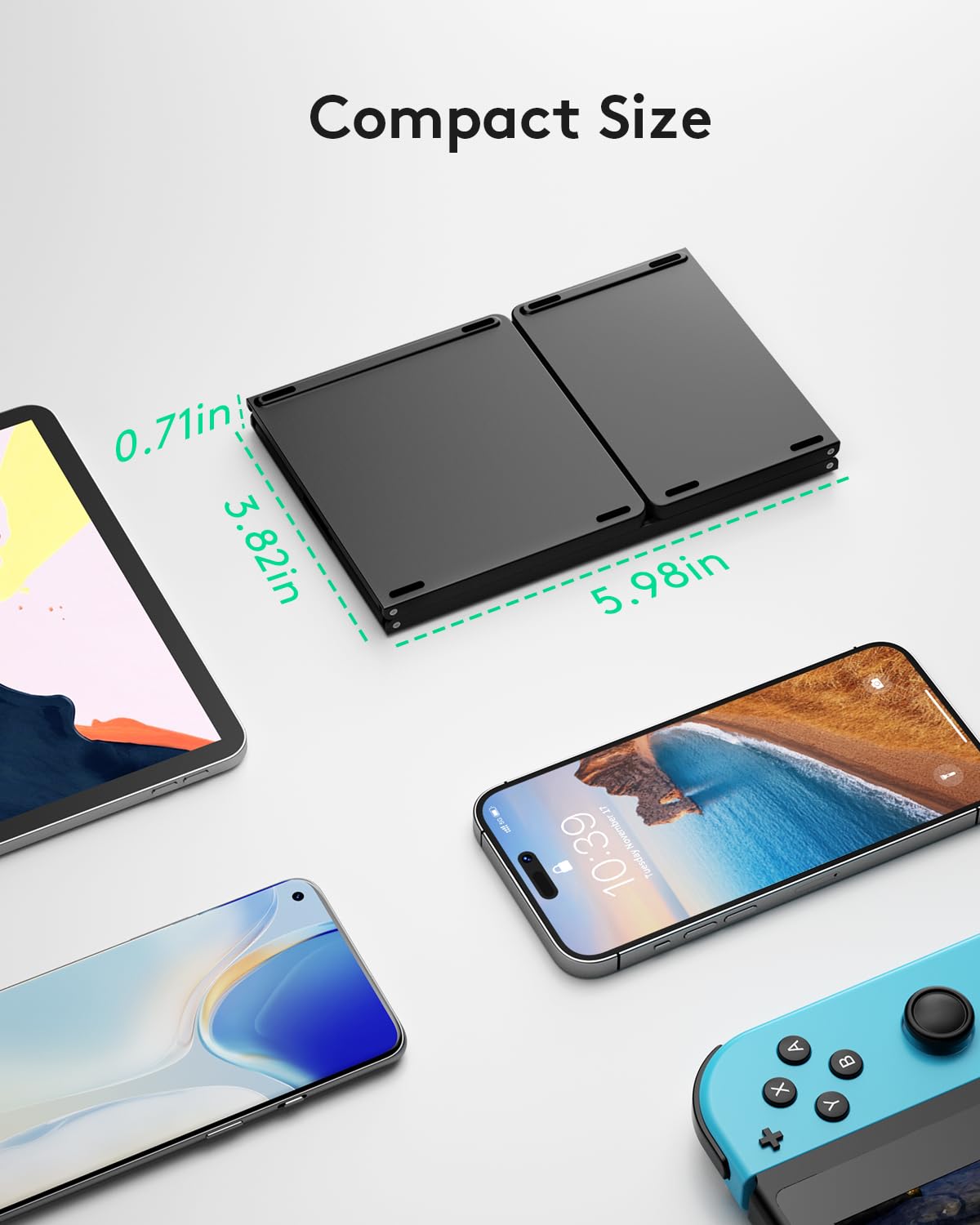 Samsers Samsers Foldable Bluetooth Keyboard with Touchpad - Portable Wireless Keyboard with Holder, Rechargeable Full Size Ultra Slim Pocket Folding Keyboards for Android Windows iOS Tablet & Laptop - Black - View 8 of 9