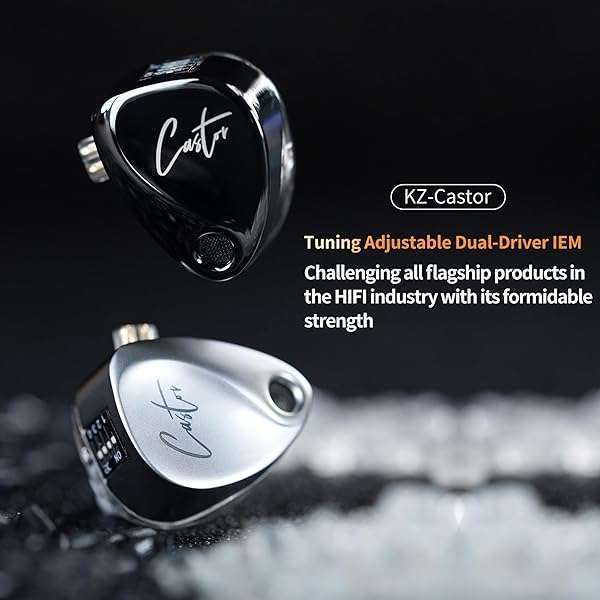 H HIFIHEAR Buy KZ Castor HiFi 2DD Dynamic IEM Earphones - Tunable In-Ear Monitors for Musicians & DJs (Silver, Detachable Cable) - View 4 of 9