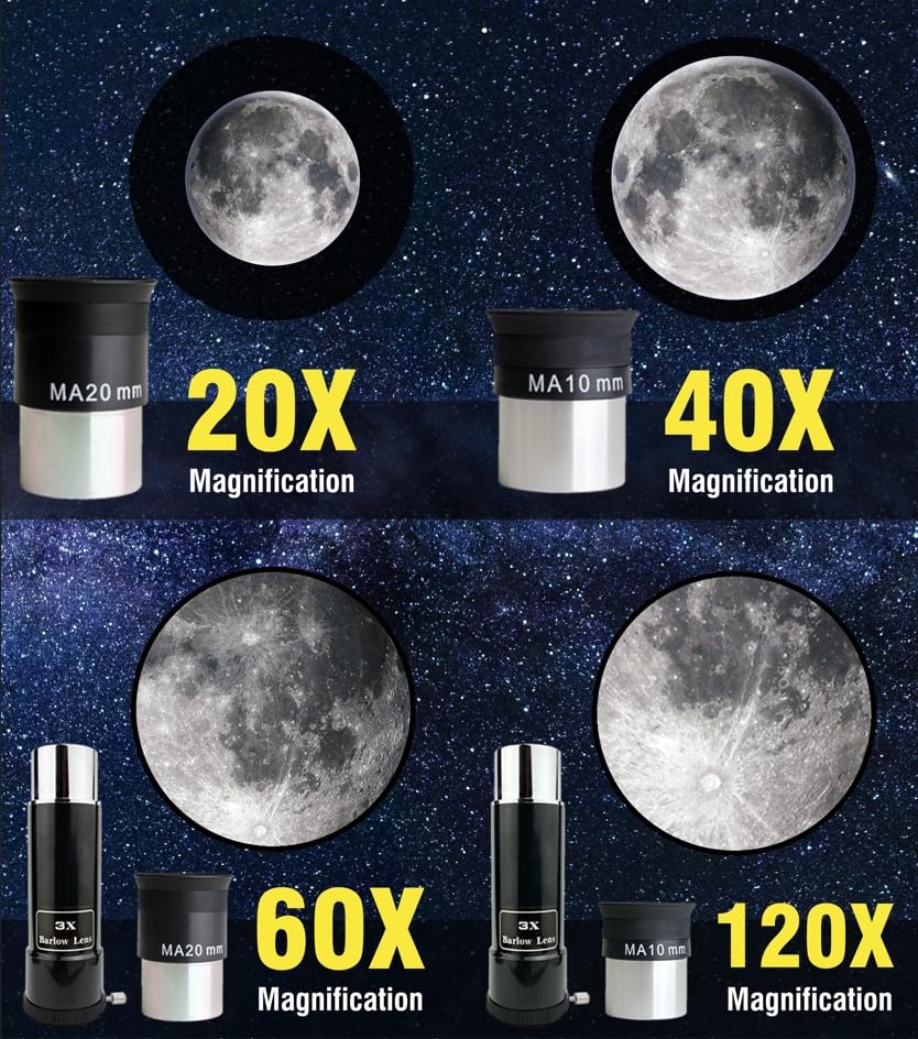 Spectrum Optical Instruments SpectrumOI Telescope for Kids and Adults Premium 70mm Refractor with Carry Bag and Phone Holder Ideal for Astronomy Gifts - View 4 of 7