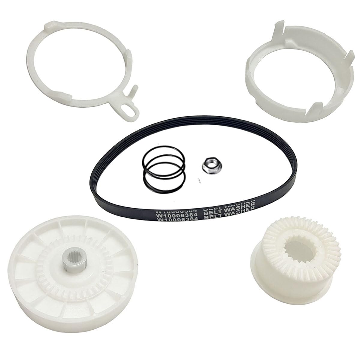 DFSFDS W10721967 Pulley Clutch Kit and W10006384 Drive Belt for Kenmore Whirlpool Washing Machine Replacement Parts W10536113 W10006356 PS10057144