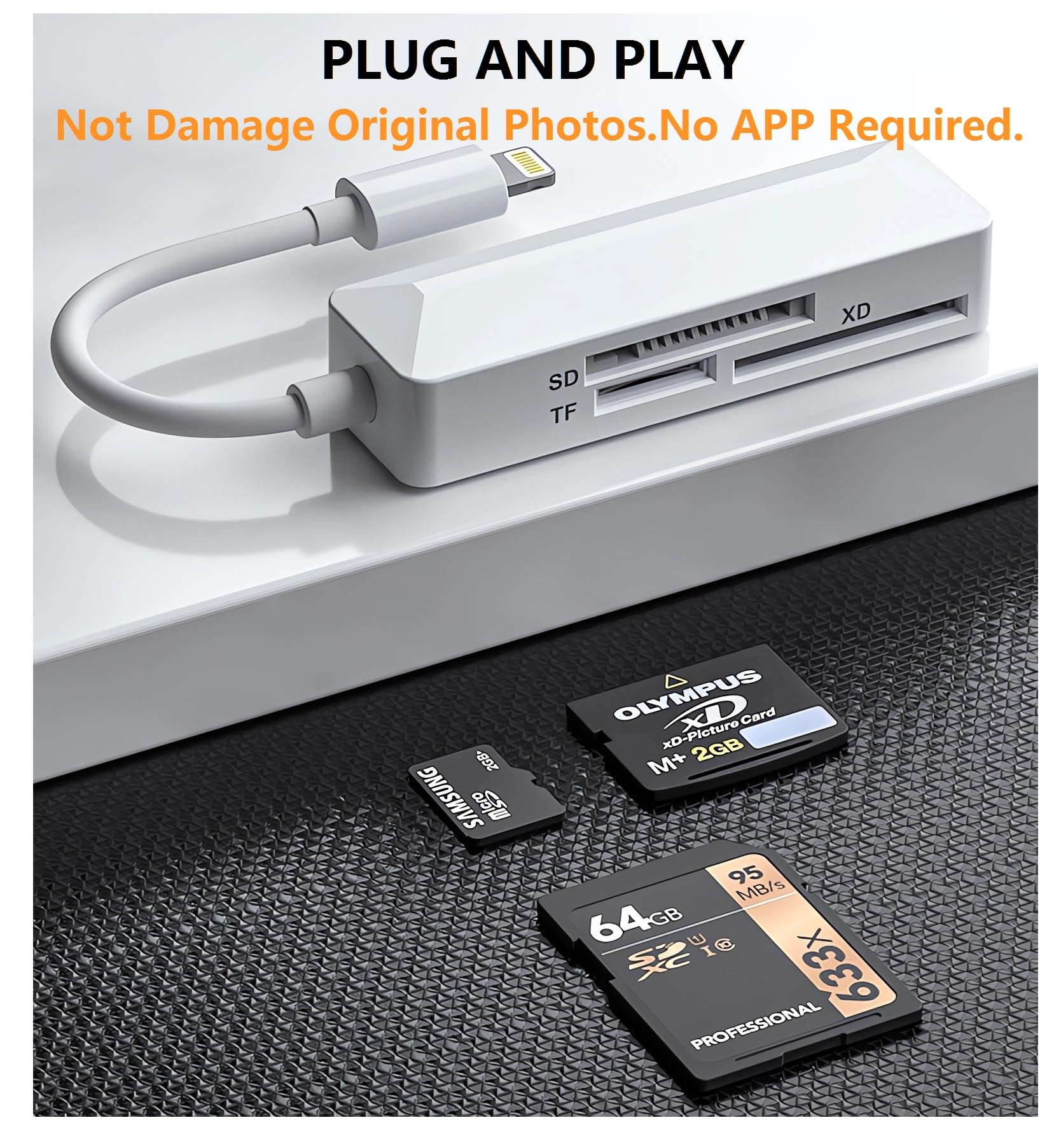 CREHAO Apple MFi Certified SD Card Reader for iPhone High-Speed Adapter Supports SD TF XD 128G 256G Compatible with iPhone 14 13 12 11 XS XR X 8 7 6 5 - View 3 of 9