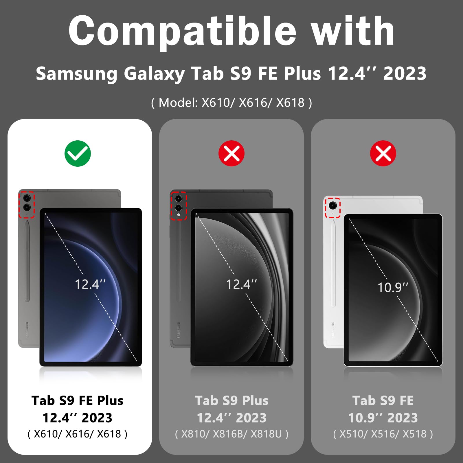 ProCase ProCase Smart Case for Galaxy Tab S9 FE Plus 12.4 Inch Slim Stand Protective Folio Cover with S Pen Holder Red 2023 - View 2 of 8