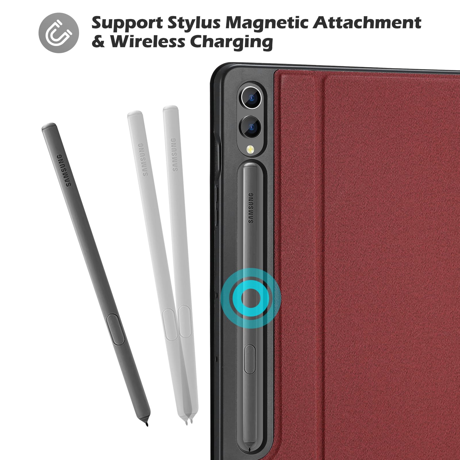 ProCase ProCase Smart Case for Galaxy Tab S9 FE Plus 12.4 Inch Slim Stand Protective Folio Cover with S Pen Holder Red 2023 - View 3 of 8
