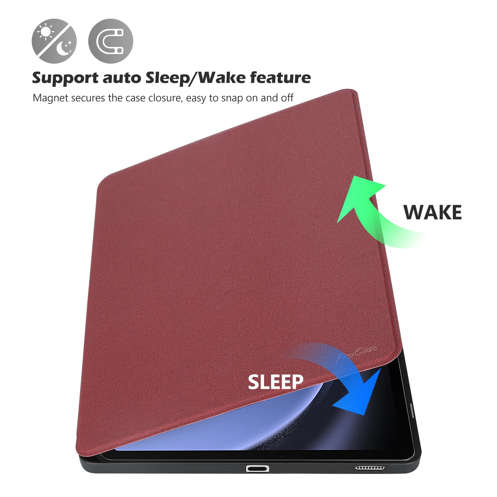 ProCase ProCase Smart Case for Galaxy Tab S9 FE Plus 12.4 Inch Slim Stand Protective Folio Cover with S Pen Holder Red 2023 - View 4 of 8