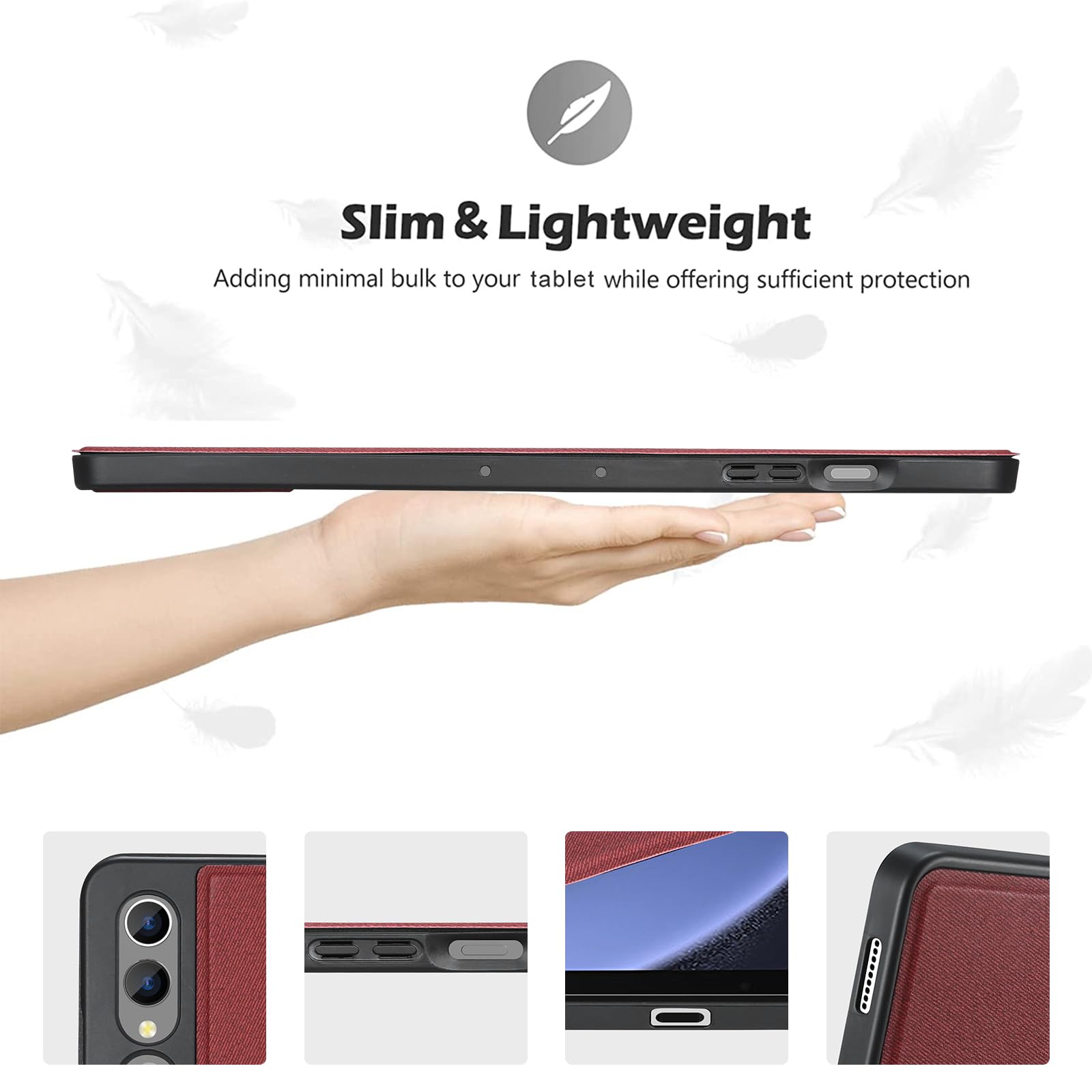 ProCase ProCase Smart Case for Galaxy Tab S9 FE Plus 12.4 Inch Slim Stand Protective Folio Cover with S Pen Holder Red 2023 - View 6 of 8