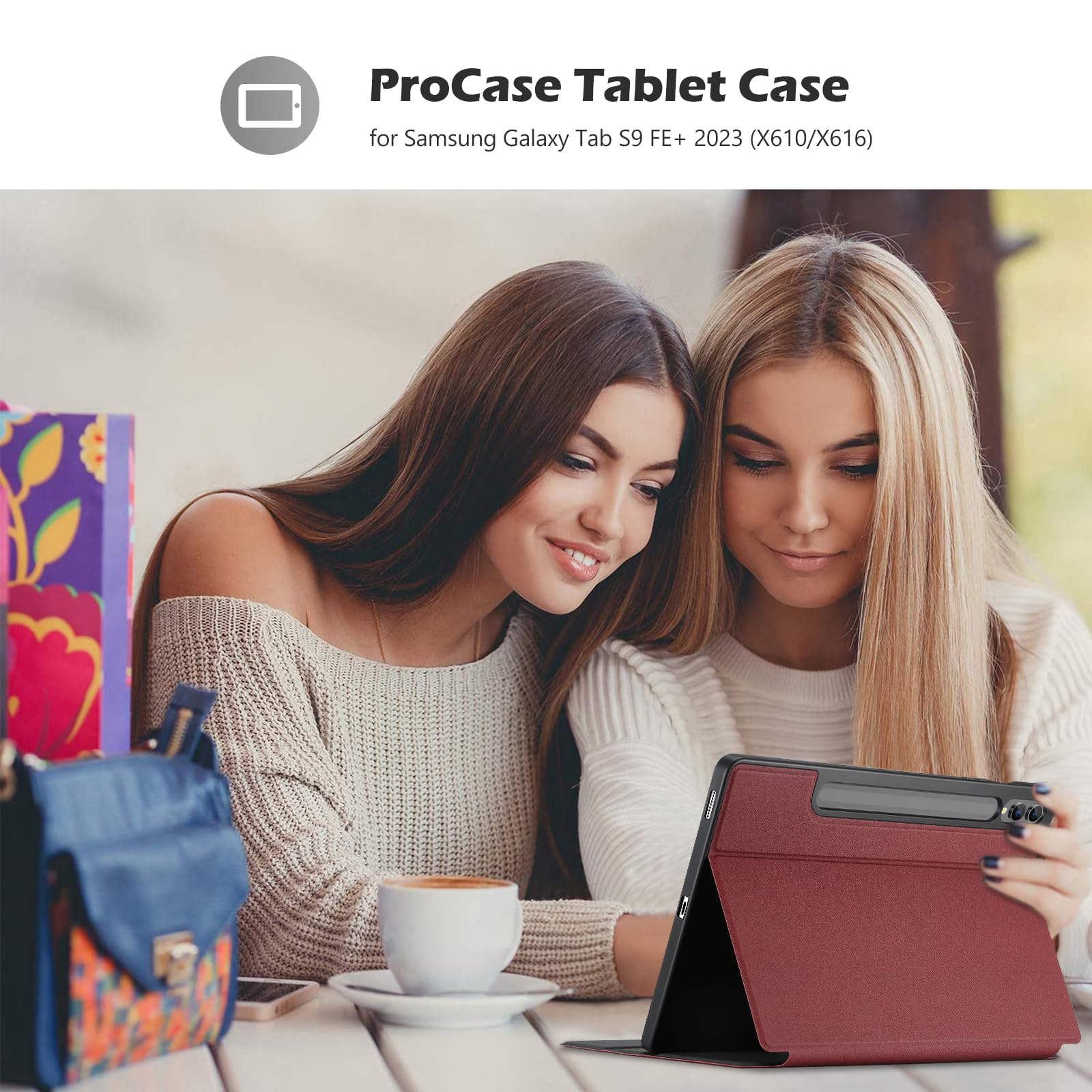 ProCase ProCase Smart Case for Galaxy Tab S9 FE Plus 12.4 Inch Slim Stand Protective Folio Cover with S Pen Holder Red 2023 - View 8 of 8