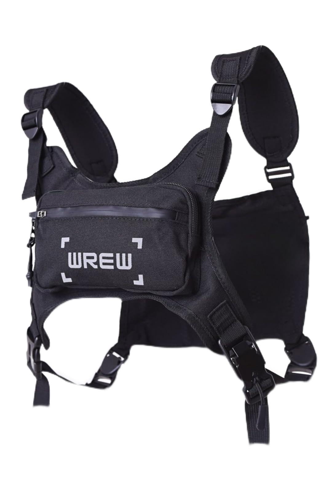 wrew Lightweight Running Chest Bag for Men Adjustable Crossbody Vest with Phone Holder Ideal for Jogging Cycling Anti-Theft Black