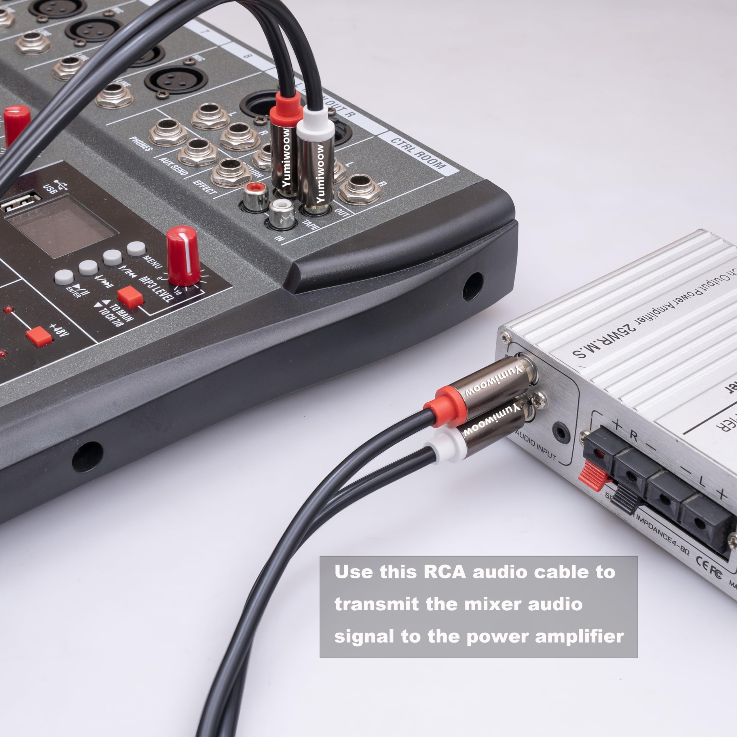 Yumiwoow Yumiwoow RCA Cables 2 Pack HiFi Sound PVC Jacket Shielded 2Male to 2Male Audio Stereo Subwoofer Cable for Home Theater and Speakers 3Ft - View 4 of 6