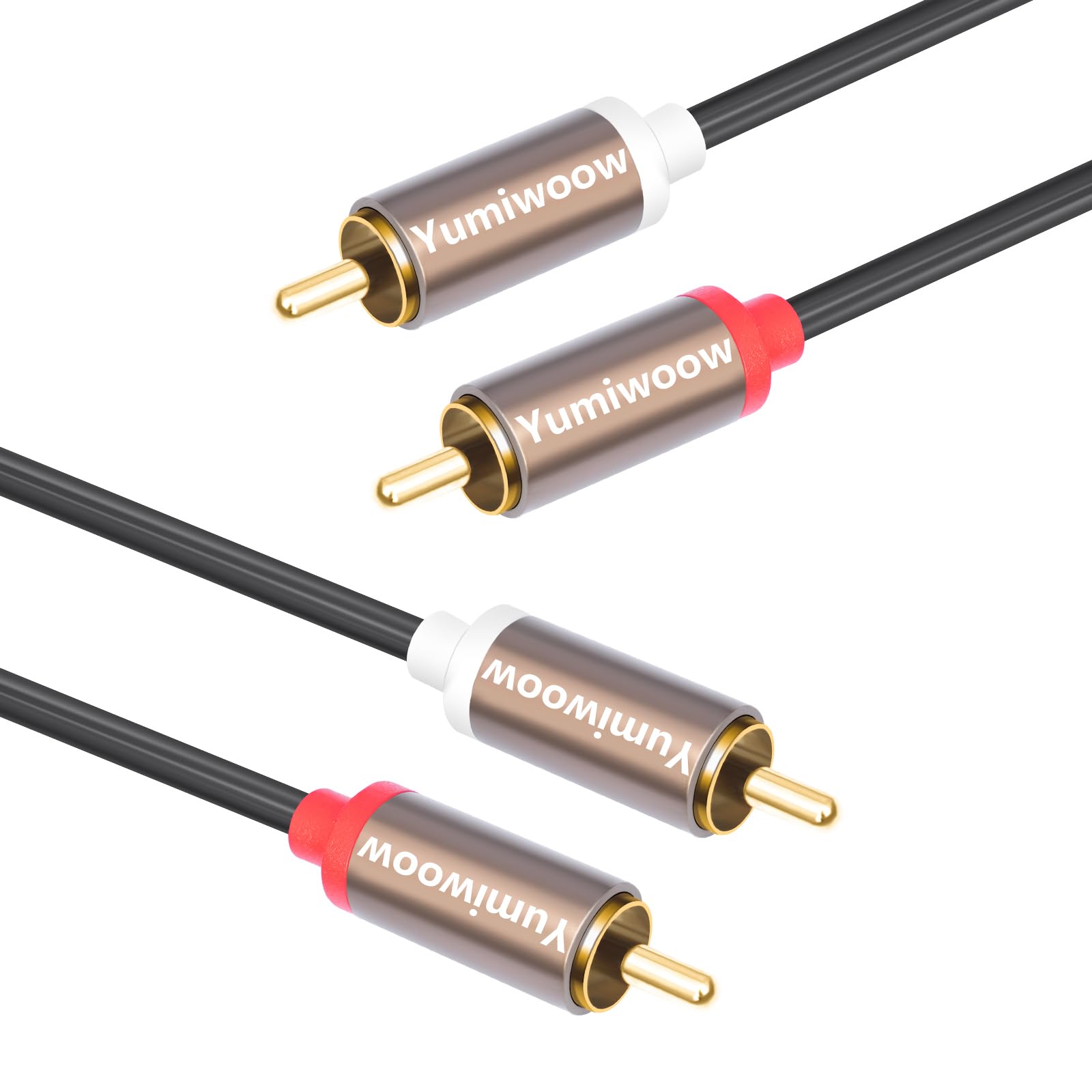 Yumiwoow Yumiwoow RCA Cables 2 Pack HiFi Sound PVC Jacket Shielded 2Male to 2Male Audio Stereo Subwoofer Cable for Home Theater and Speakers 3Ft - View 6 of 6