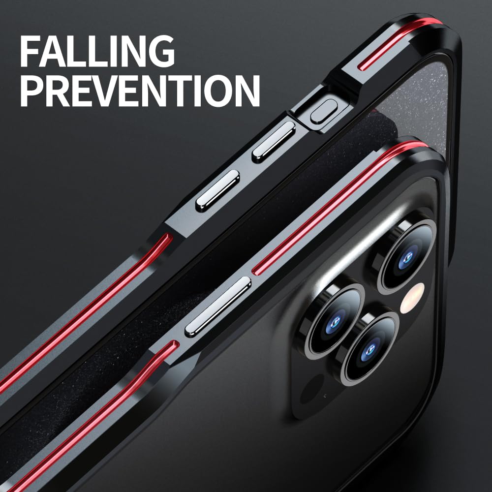 HENGHUI HENGHUI Aluminum Bumper Case for iPhone 15 Pro Slim Shock Absorbent Design with Strap Hole Metal Frame Silver - View 5 of 6