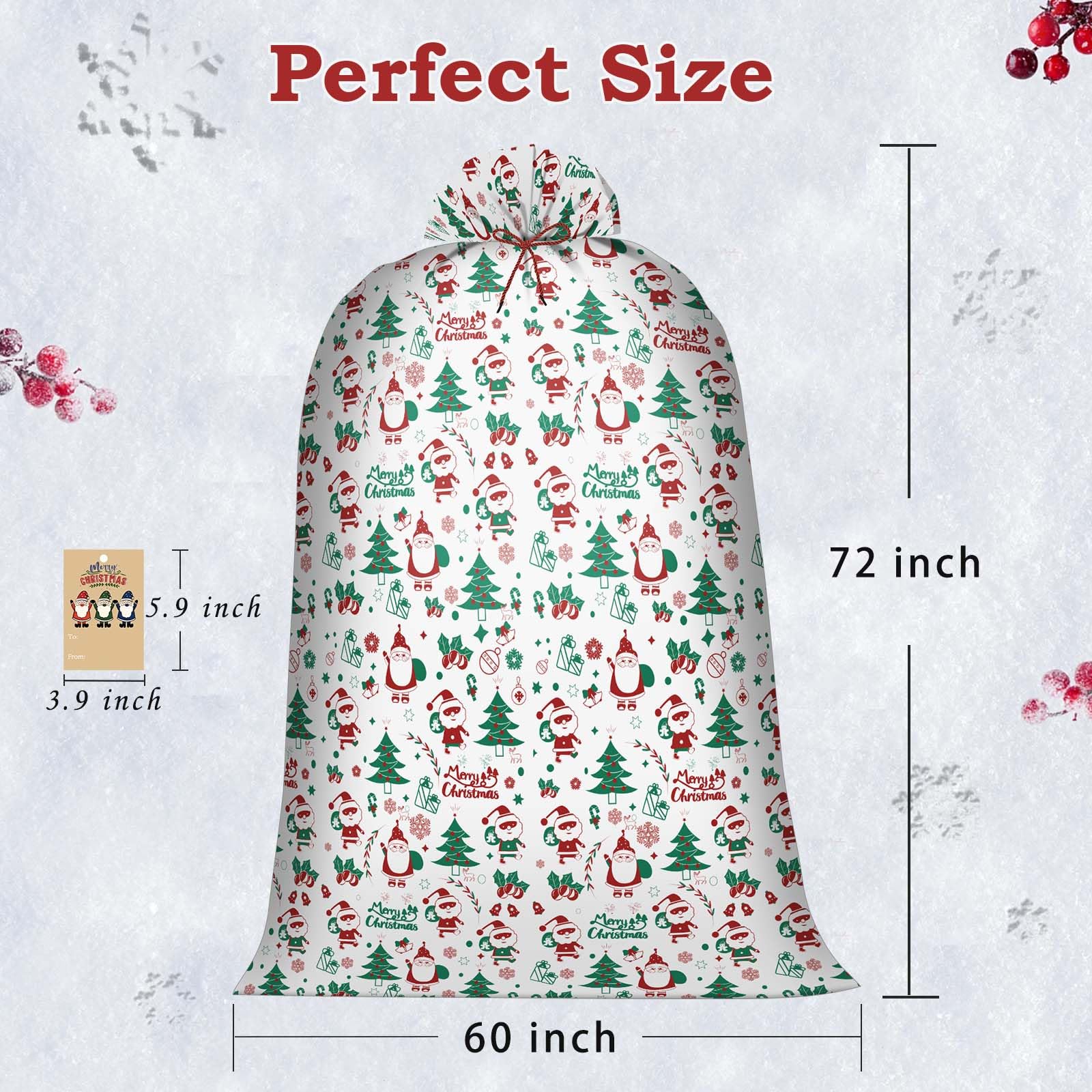 M-sorflly M-sorflly Extra Large Christmas Gift Bags 60x70inch Jumbo Oversized Bags for Huge Presents Bicycle Dolls with 2 Tags 2Pcs - View 2 of 7