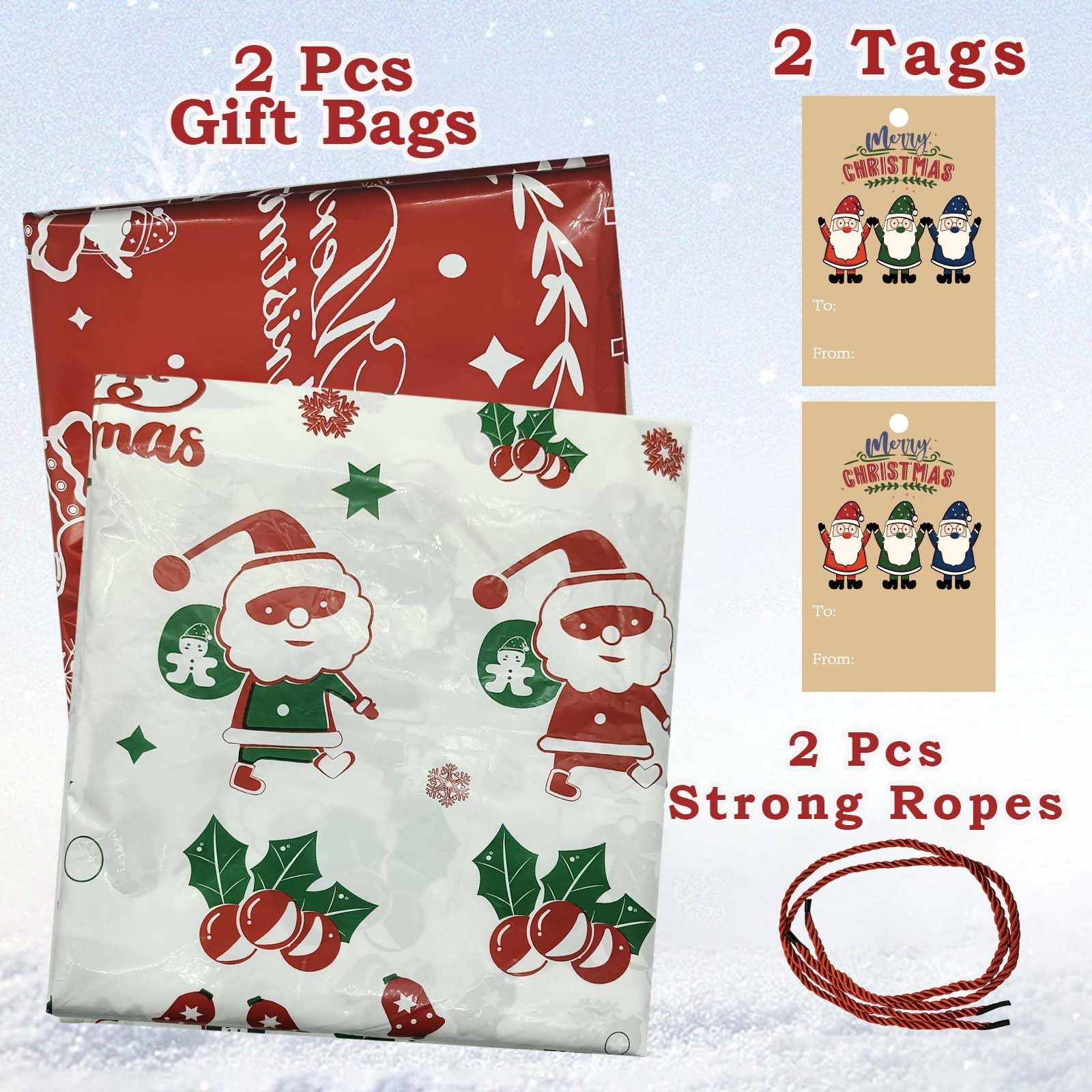 M-sorflly M-sorflly Extra Large Christmas Gift Bags 60x70inch Jumbo Oversized Bags for Huge Presents Bicycle Dolls with 2 Tags 2Pcs - View 3 of 7