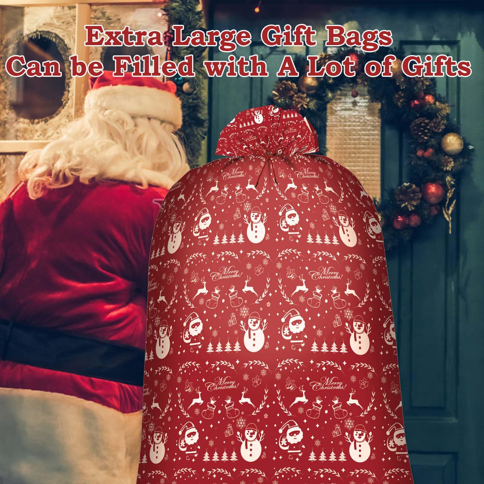 M-sorflly M-sorflly Extra Large Christmas Gift Bags 60x70inch Jumbo Oversized Bags for Huge Presents Bicycle Dolls with 2 Tags 2Pcs - View 5 of 7