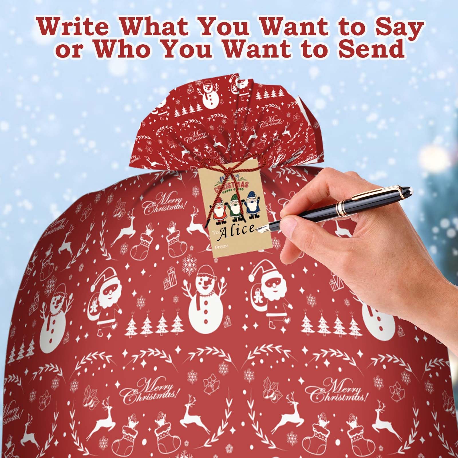 M-sorflly M-sorflly Extra Large Christmas Gift Bags 60x70inch Jumbo Oversized Bags for Huge Presents Bicycle Dolls with 2 Tags 2Pcs - View 6 of 7