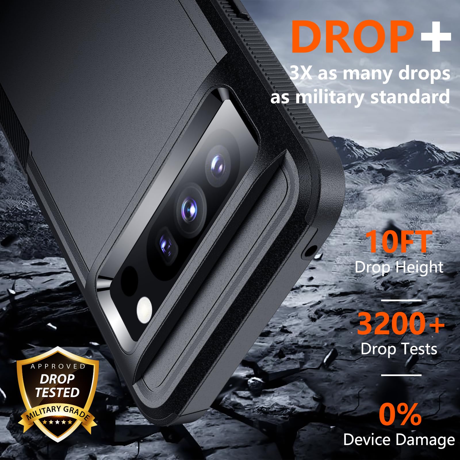 Justcool Justcool Google Pixel 8 Pro Case with 2 Screen Protectors 10FT Drop Protection Dual Layer Heavy Duty Black Full Body Case 6.7 inch - View 2 of 7