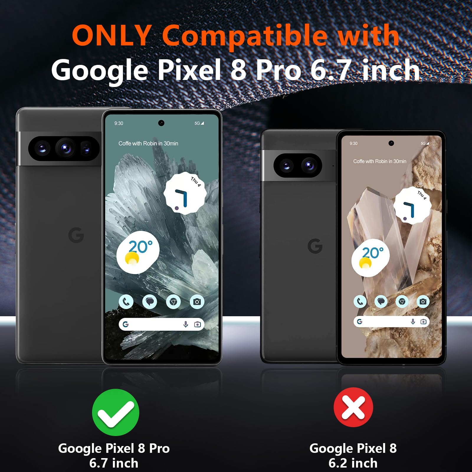 Justcool Justcool Google Pixel 8 Pro Case with 2 Screen Protectors 10FT Drop Protection Dual Layer Heavy Duty Black Full Body Case 6.7 inch - View 7 of 7