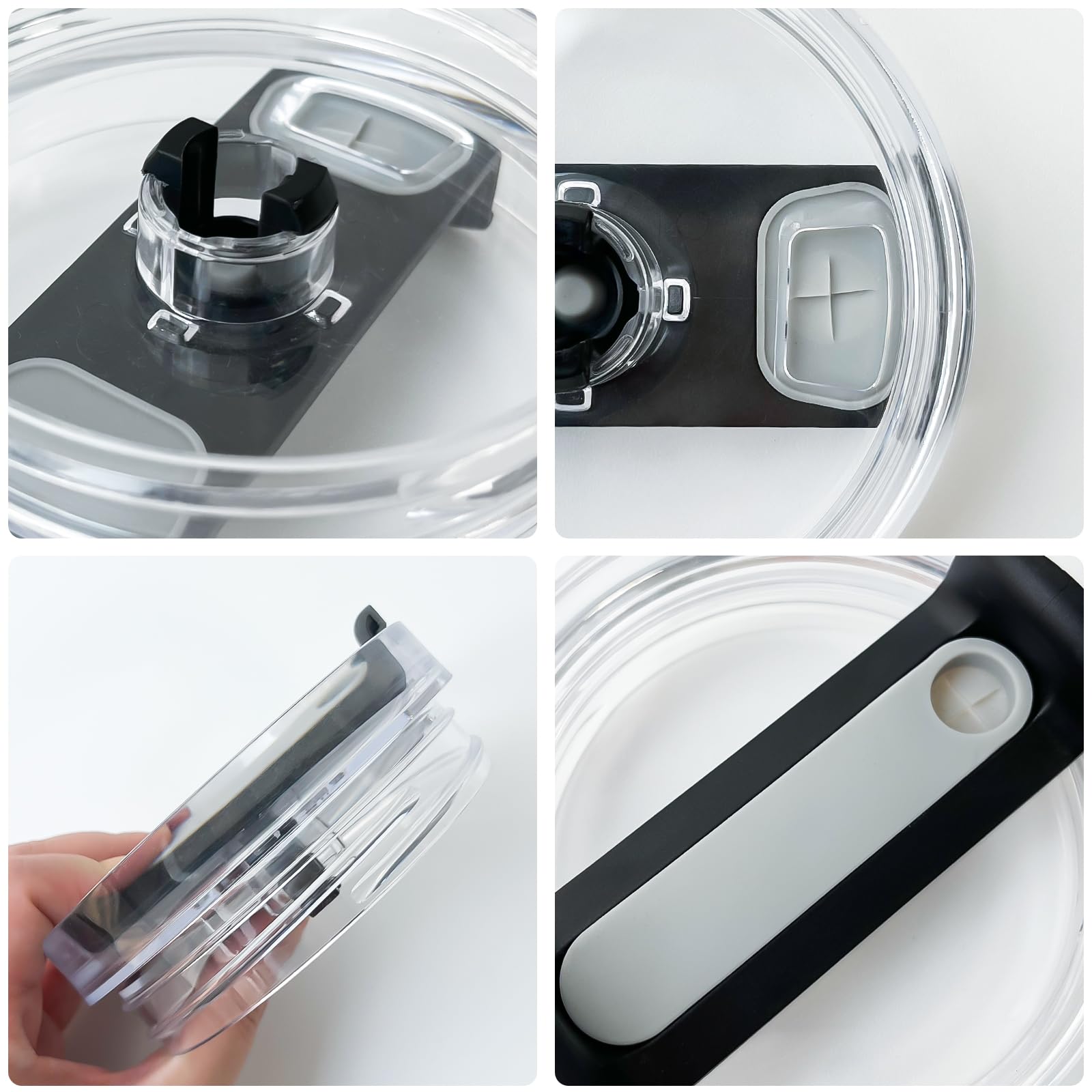 EXQUILEG EXQUILEG 40 OZ Tumbler Lids Replacement for Stanley Adventure Quencher Travel Tumbler Clear Spill Proof Cover 2 Pcs Black - View 5 of 7