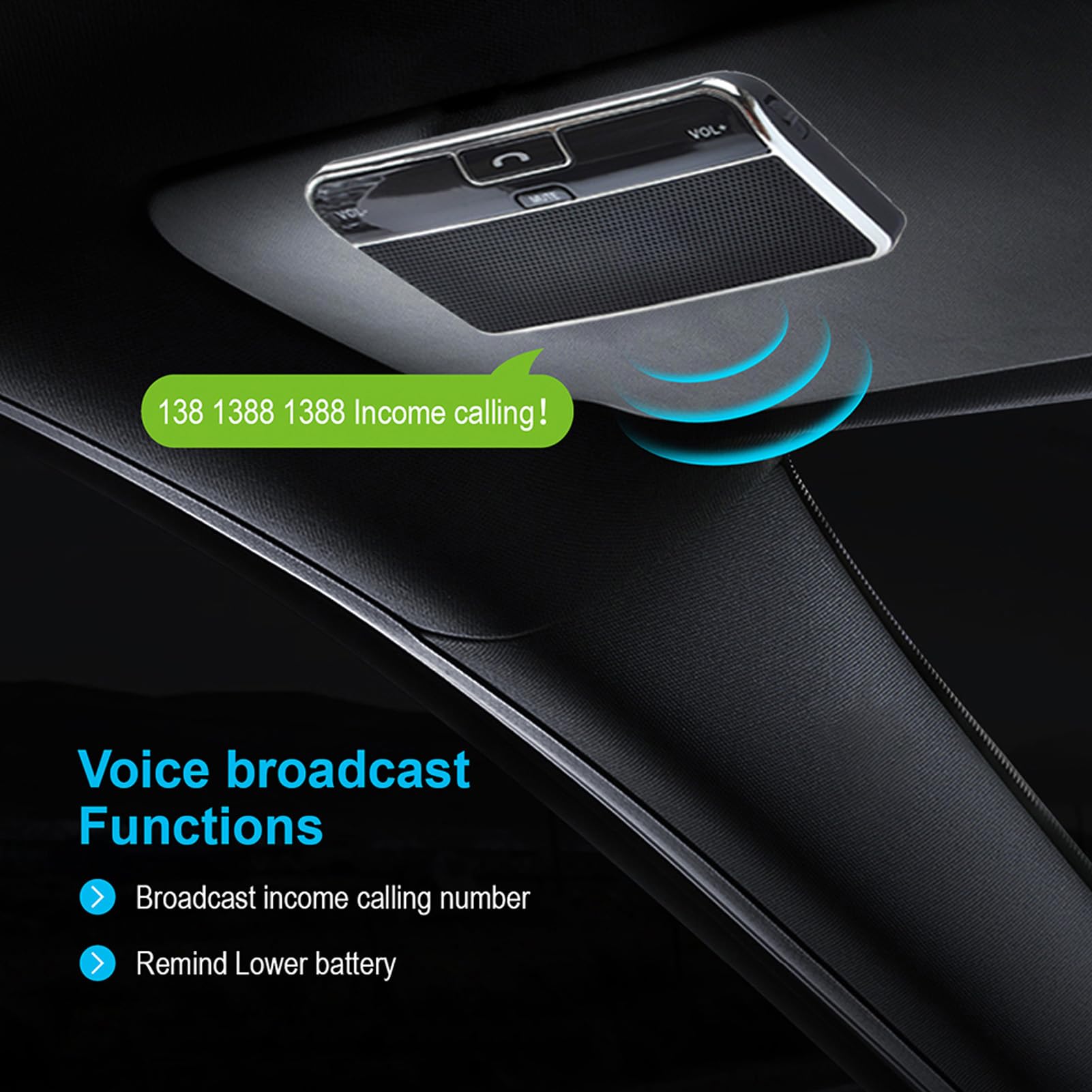 Yoidesu Handsfree Speaker for Cars Bluetooth 4.0 Auto Reconnect Dual Phone Connection Car Kit Receiver with Visor Clip - View 4 of 9