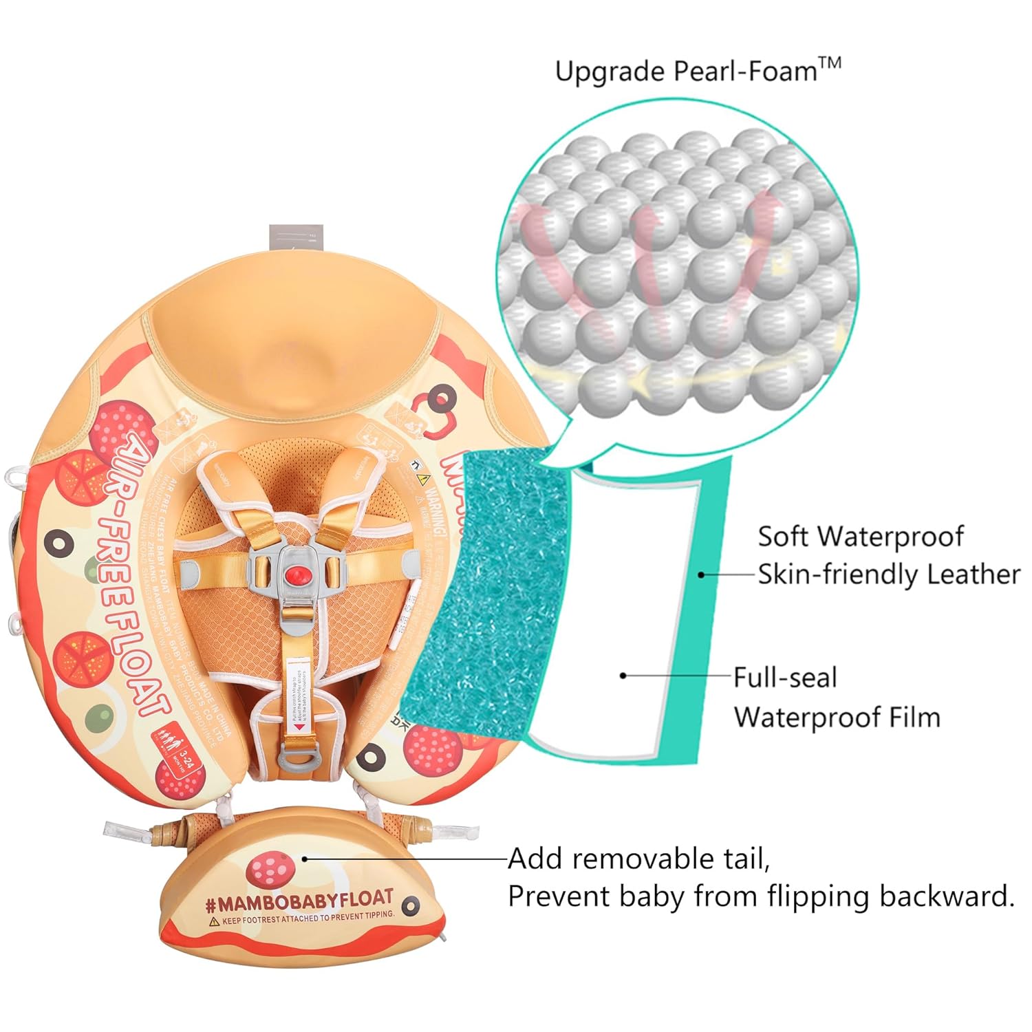 AnjeeIOT Mambobaby Float with Canopy Non Inflatable Baby Pool Float for Safe Swimming Trainer for Infants and Toddlers 3-24 Months - View 3 of 9