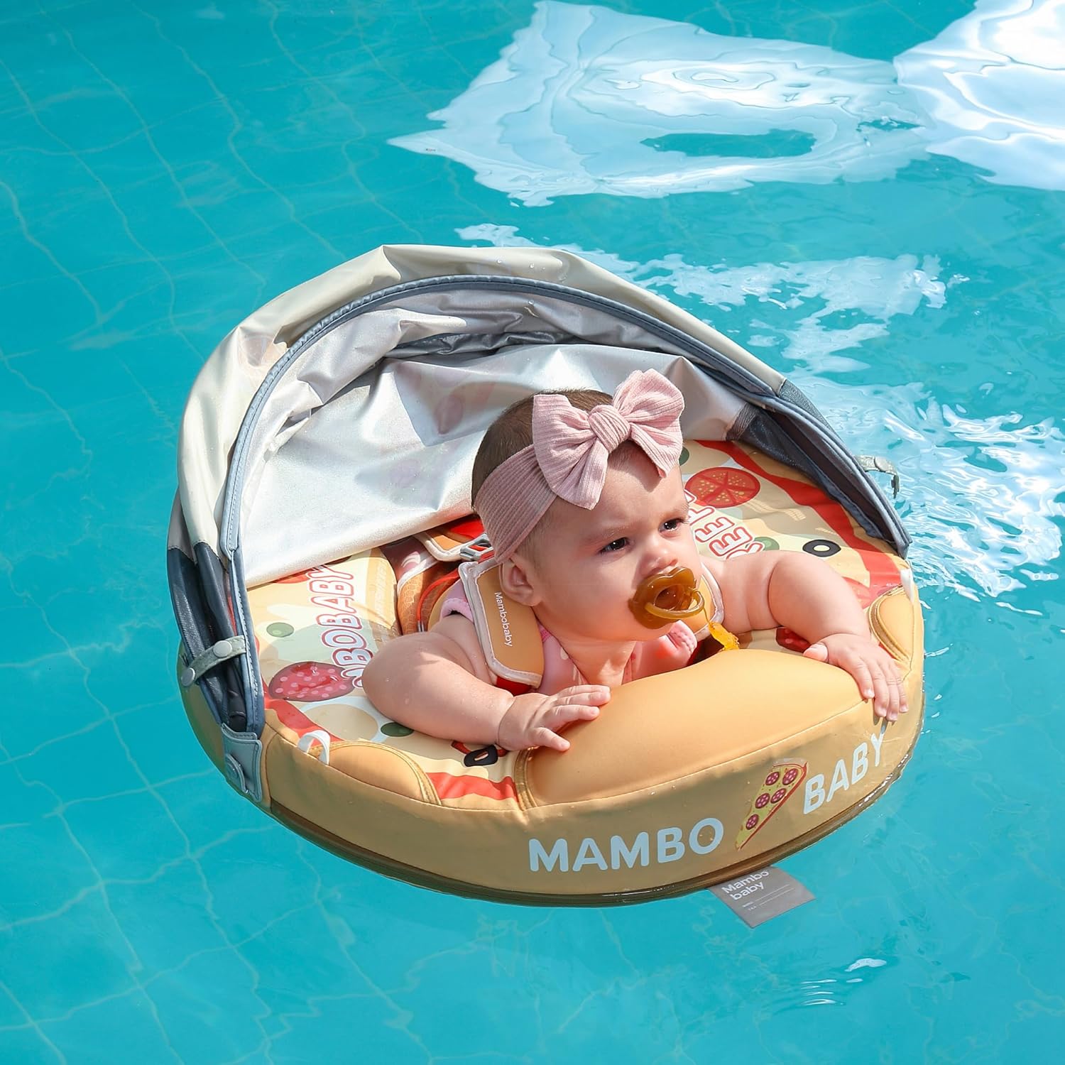 AnjeeIOT Mambobaby Float with Canopy Non Inflatable Baby Pool Float for Safe Swimming Trainer for Infants and Toddlers 3-24 Months - View 7 of 9