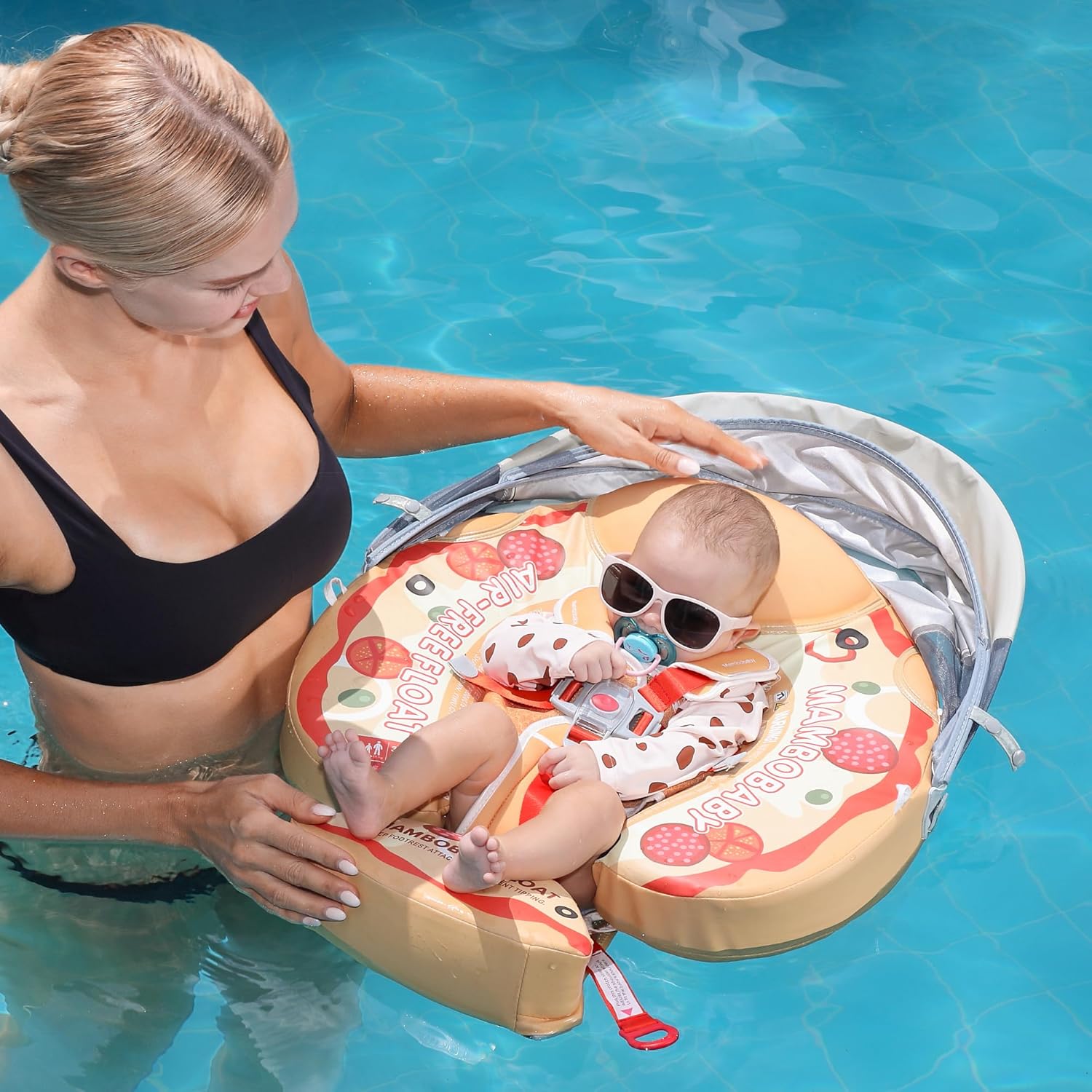 AnjeeIOT Mambobaby Float with Canopy Non Inflatable Baby Pool Float for Safe Swimming Trainer for Infants and Toddlers 3-24 Months - View 9 of 9