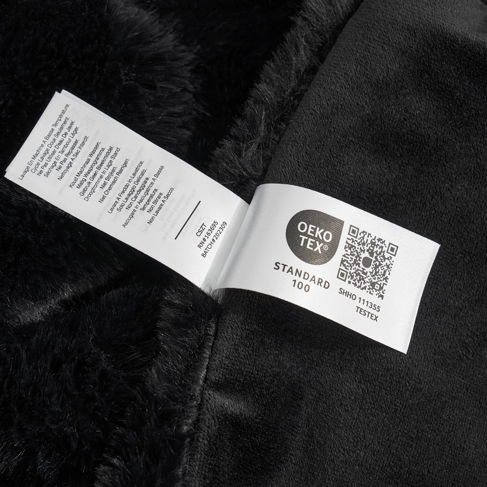 Cozy Bliss Cozy Bliss Faux Fur Throw Blanket for Couch Warm Plush Striped Blanket for Sofa Bedroom Living Room Black - View 5 of 9