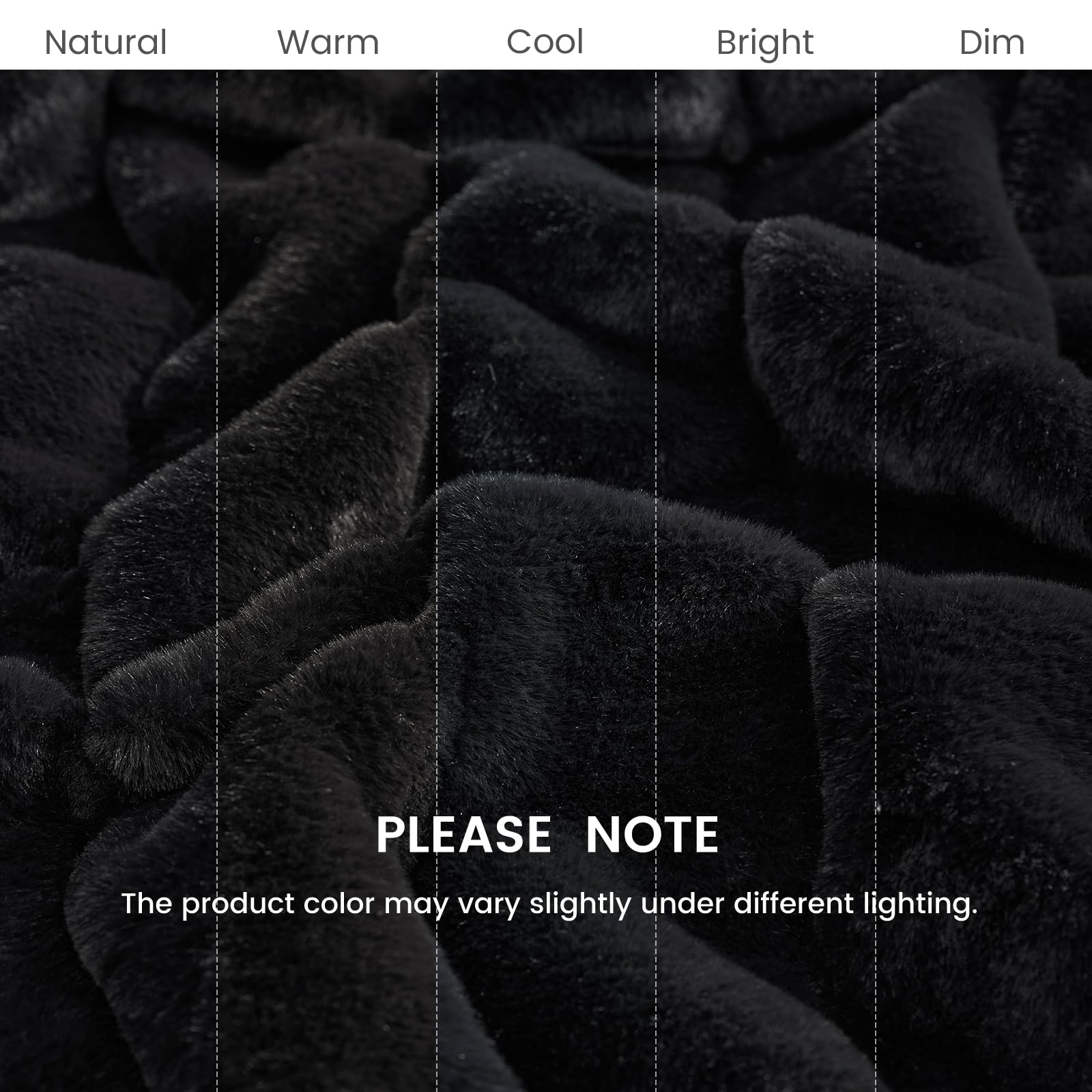 Cozy Bliss Cozy Bliss Faux Fur Throw Blanket for Couch Warm Plush Striped Blanket for Sofa Bedroom Living Room Black - View 9 of 9