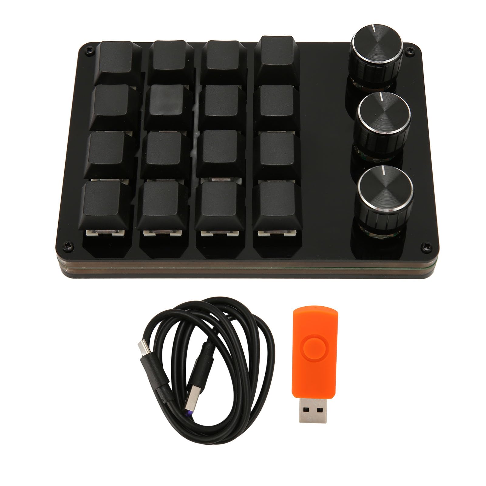 GOWENIC Mini Macro Keypad 16 Keys One Handed Programmable Keyboard with 3 Knobs Portable USB Wired Keypad for Gaming Office and Media - View 6 of 9