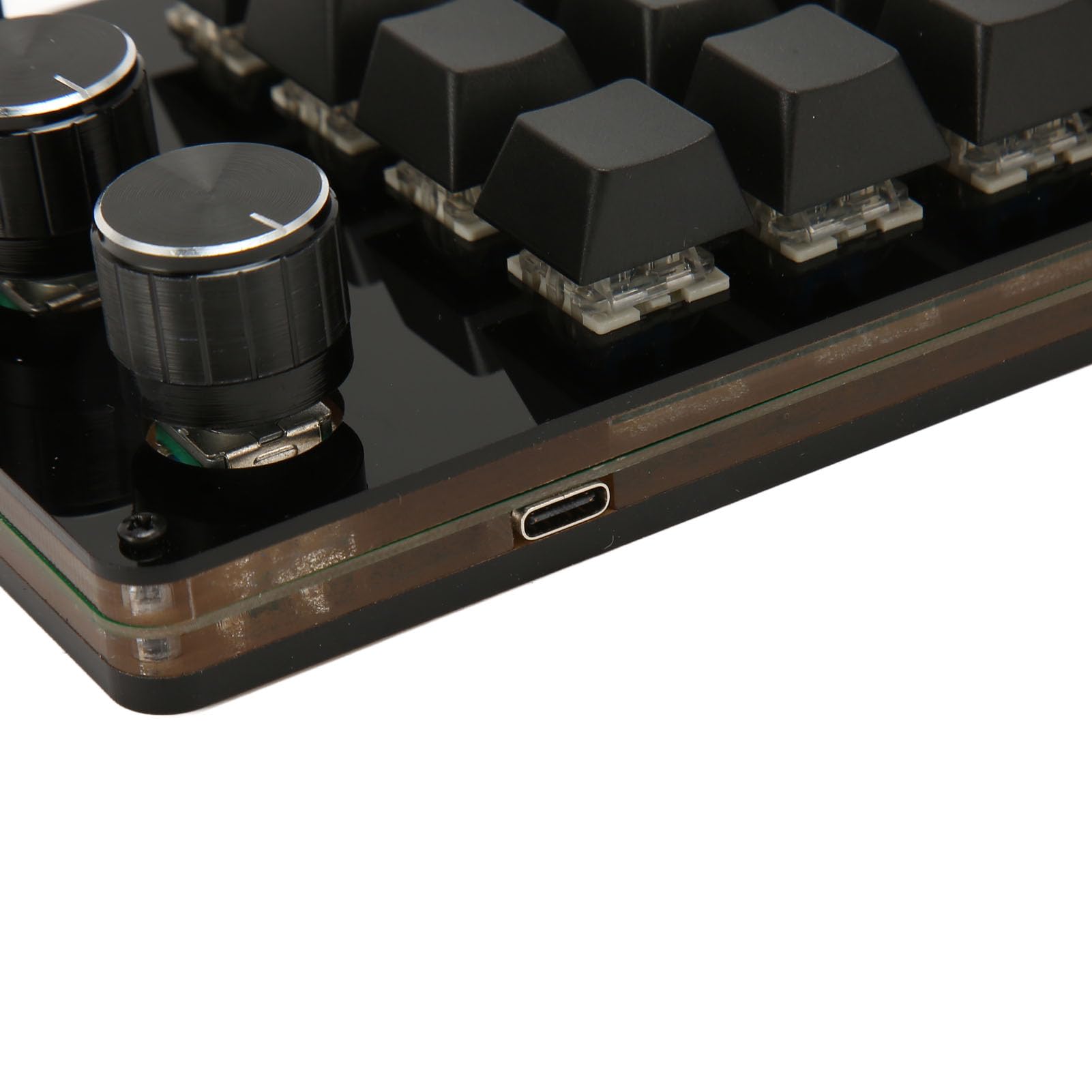 GOWENIC Mini Macro Keypad 16 Keys One Handed Programmable Keyboard with 3 Knobs Portable USB Wired Keypad for Gaming Office and Media - View 9 of 9