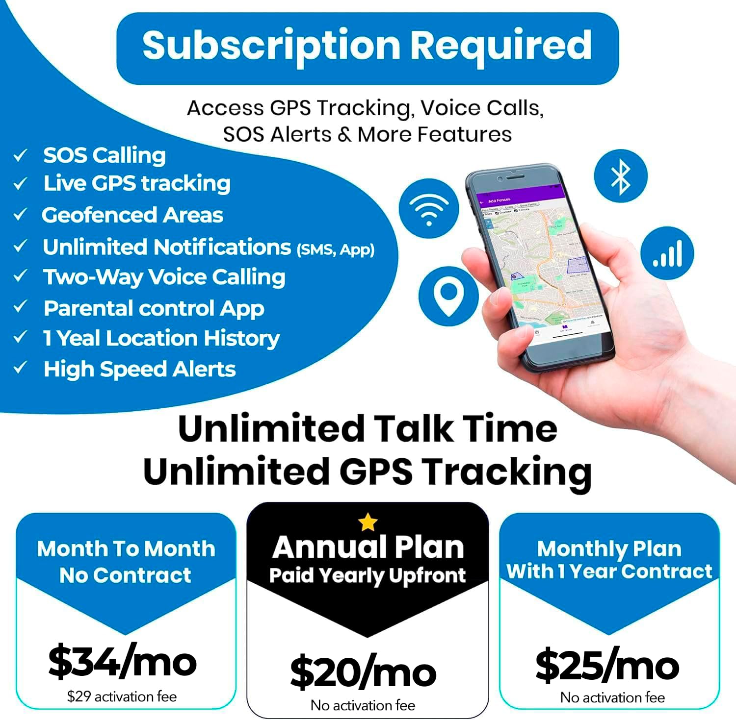 Seculife Seculife Kids Elderly SOS GPS Tracker with SOS Button Speakerphone Real Time Tracking Safety Device for Kids Seniors Adults Easy to Use App - View 7 of 8