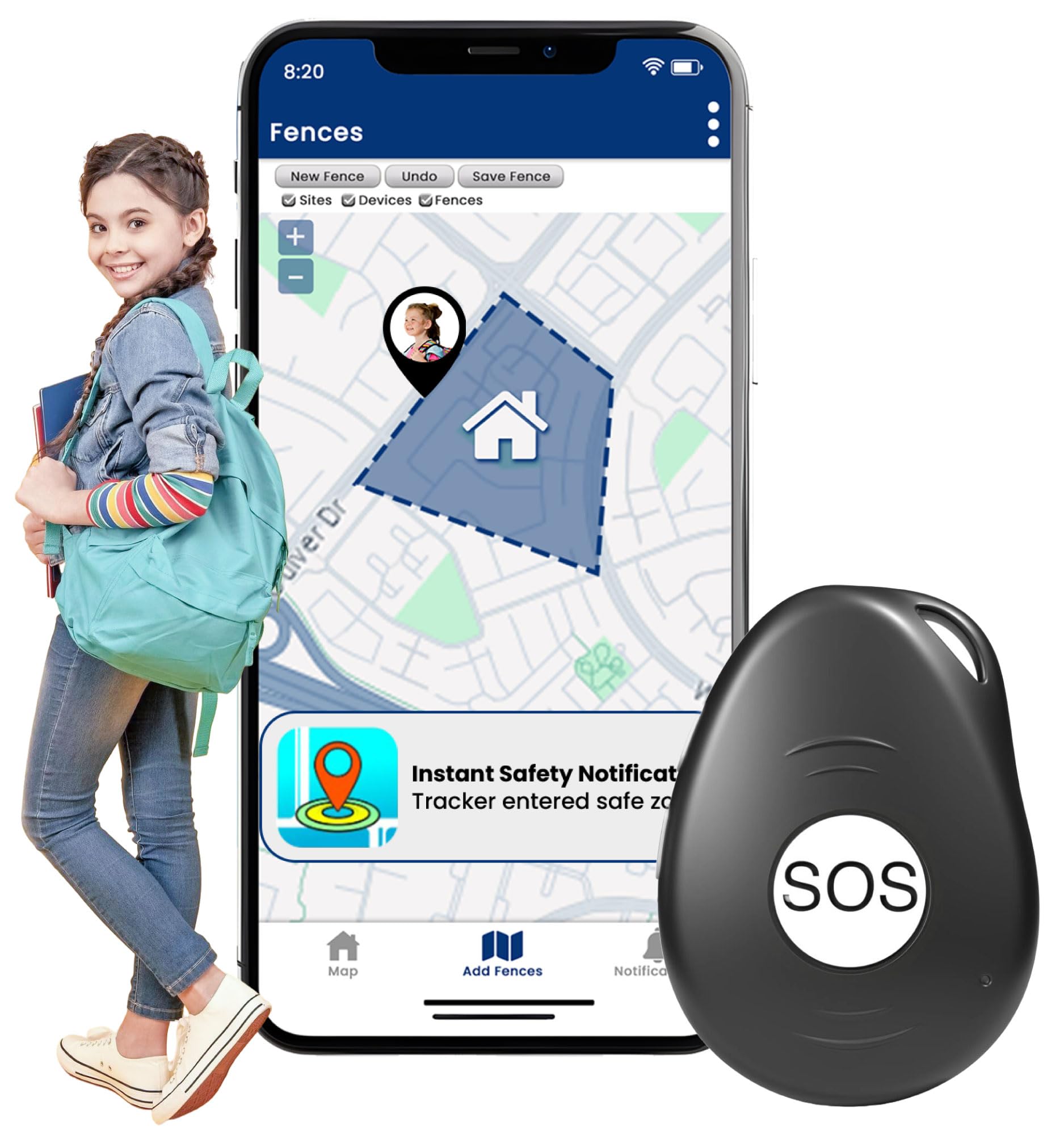 Seculife Seculife Kids Elderly SOS GPS Tracker with SOS Button Speakerphone Real Time Tracking Safety Device for Kids Seniors Adults Easy to Use App