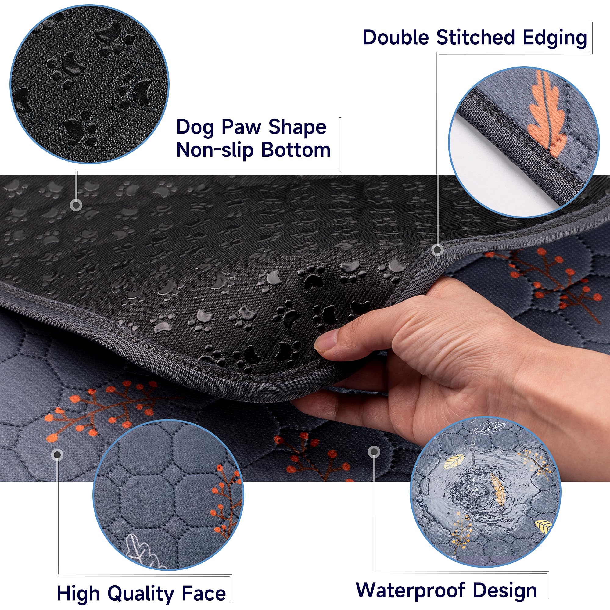 Sunheir Sunheir Extra Large Washable Pee Pads for Dogs 72x72 Reusable Waterproof Training Pads for Puppy Playpen Deep Grey - View 2 of 6