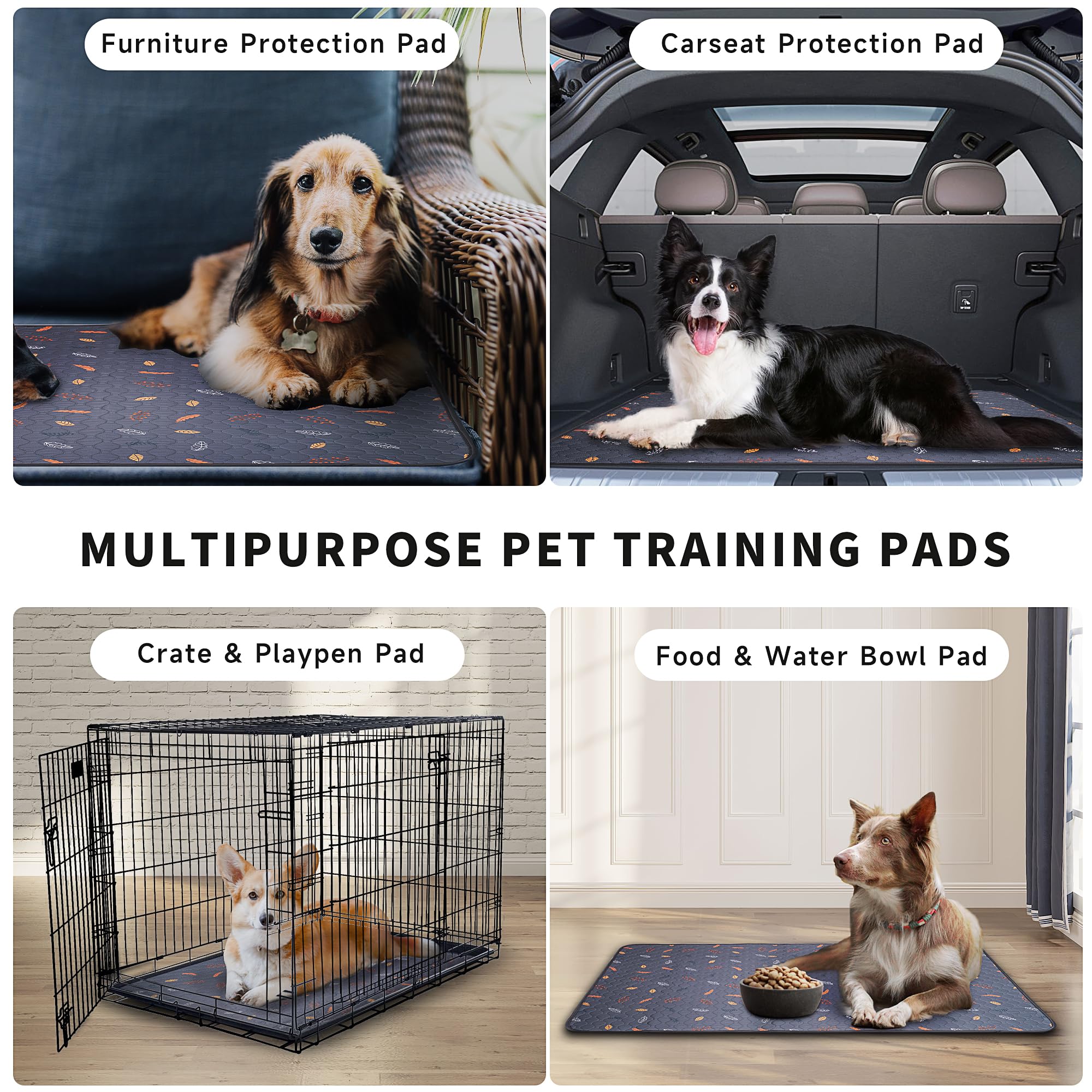 Sunheir Sunheir Extra Large Washable Pee Pads for Dogs 72x72 Reusable Waterproof Training Pads for Puppy Playpen Deep Grey - View 4 of 6