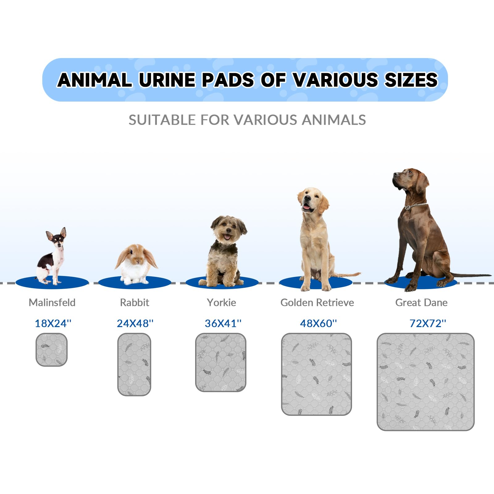 Sunheir Sunheir Extra Large Washable Pee Pads for Dogs 72x72 Reusable Waterproof Training Pads for Puppy Playpen Deep Grey - View 6 of 6