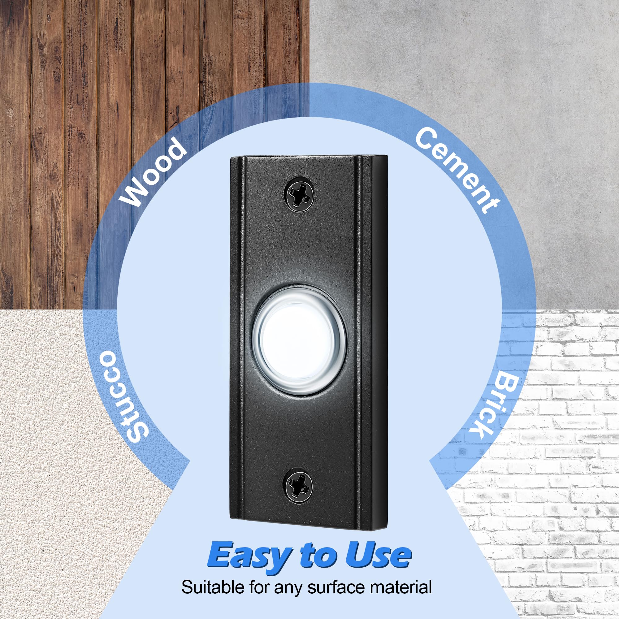 Dreyoo Dreyoo Lighted Metal Doorbell Push Button Vintage LED Replacement for Home and Garage Door Chimes Wall Mounted Universal Switch - View 4 of 7