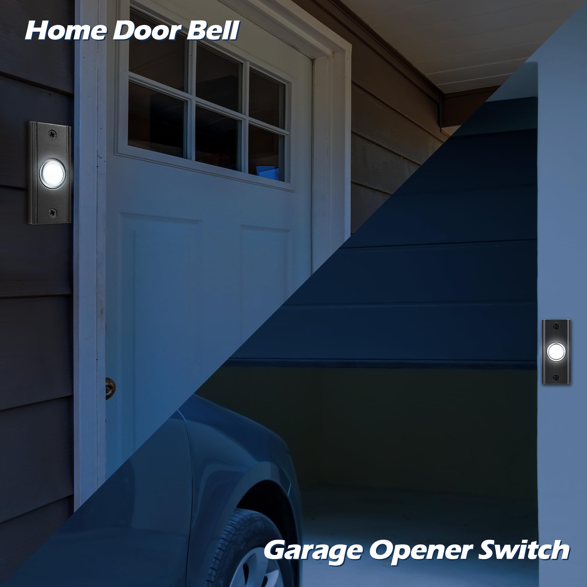 Dreyoo Dreyoo Lighted Metal Doorbell Push Button Vintage LED Replacement for Home and Garage Door Chimes Wall Mounted Universal Switch - View 7 of 7