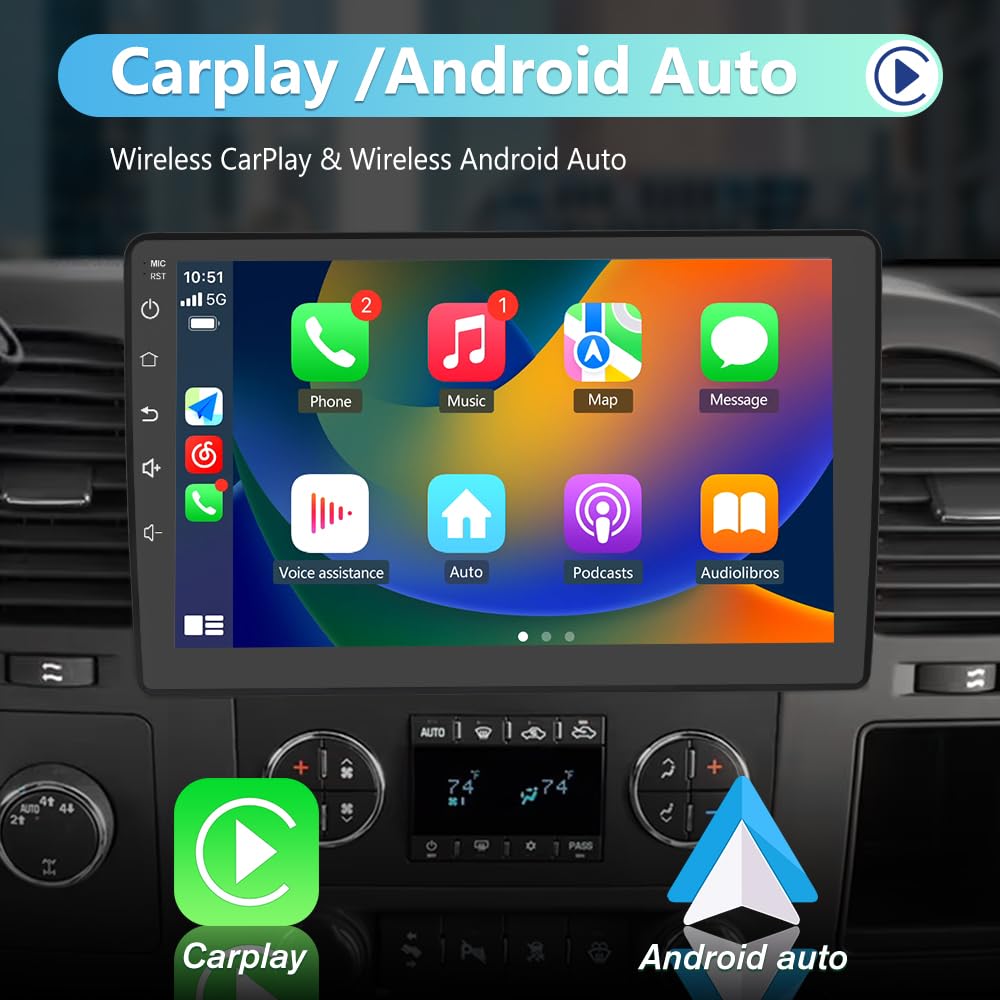 EagleNav Android 13 Car Radio 10.1 Inch Touch Screen for Chevy Silverado Tahoe Equinox GMC Sierra Yukon with GPS FM WiFi USB Wireless Carplay Android Auto - View 3 of 7