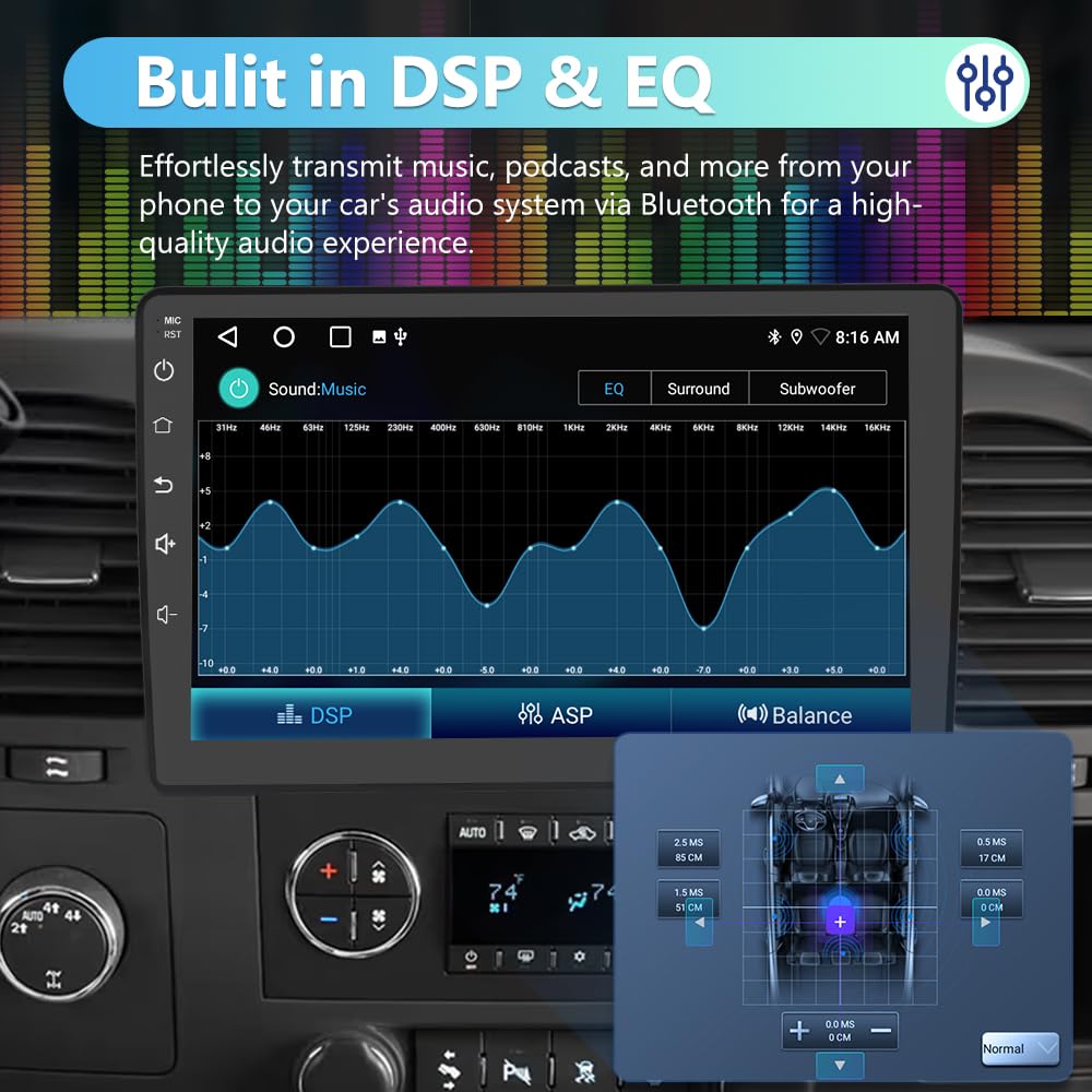 EagleNav Android 13 Car Radio 10.1 Inch Touch Screen for Chevy Silverado Tahoe Equinox GMC Sierra Yukon with GPS FM WiFi USB Wireless Carplay Android Auto - View 6 of 7