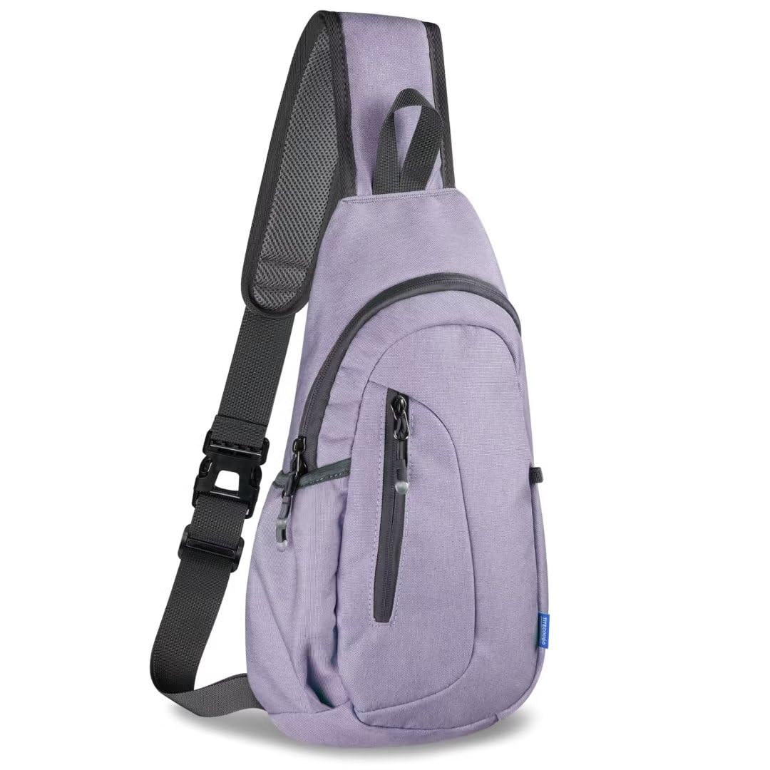 TITECOUGO Small Sling Bag Lightweight Crossbody Bag for Hiking Travel Gym Casual Cycling Sports Light Purple