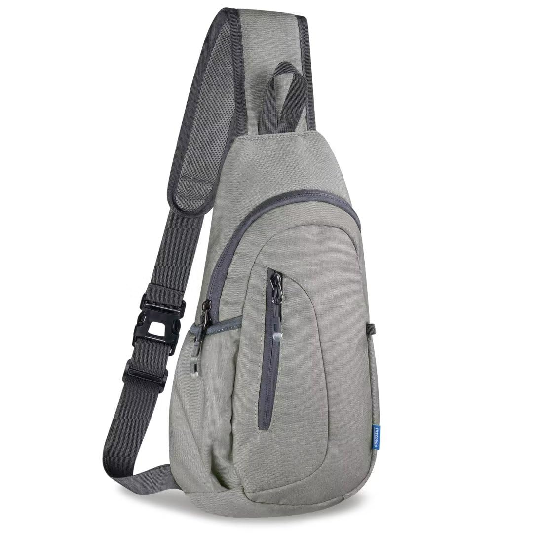 TITECOUGO TITECOUGO Lightweight Small Sling Bag Crossbody Backpack for Women Men Travel Gym Casual Hiking Sports Light Grey