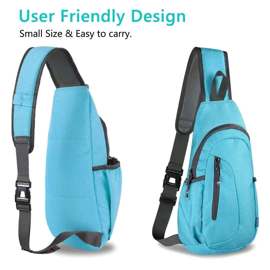 TITECOUGO TITECOUGO Small Sling Bag Lightweight Crossbody Bag for Hiking Travel Gym Casual Cycling Sports Sky Blue - View 3 of 9