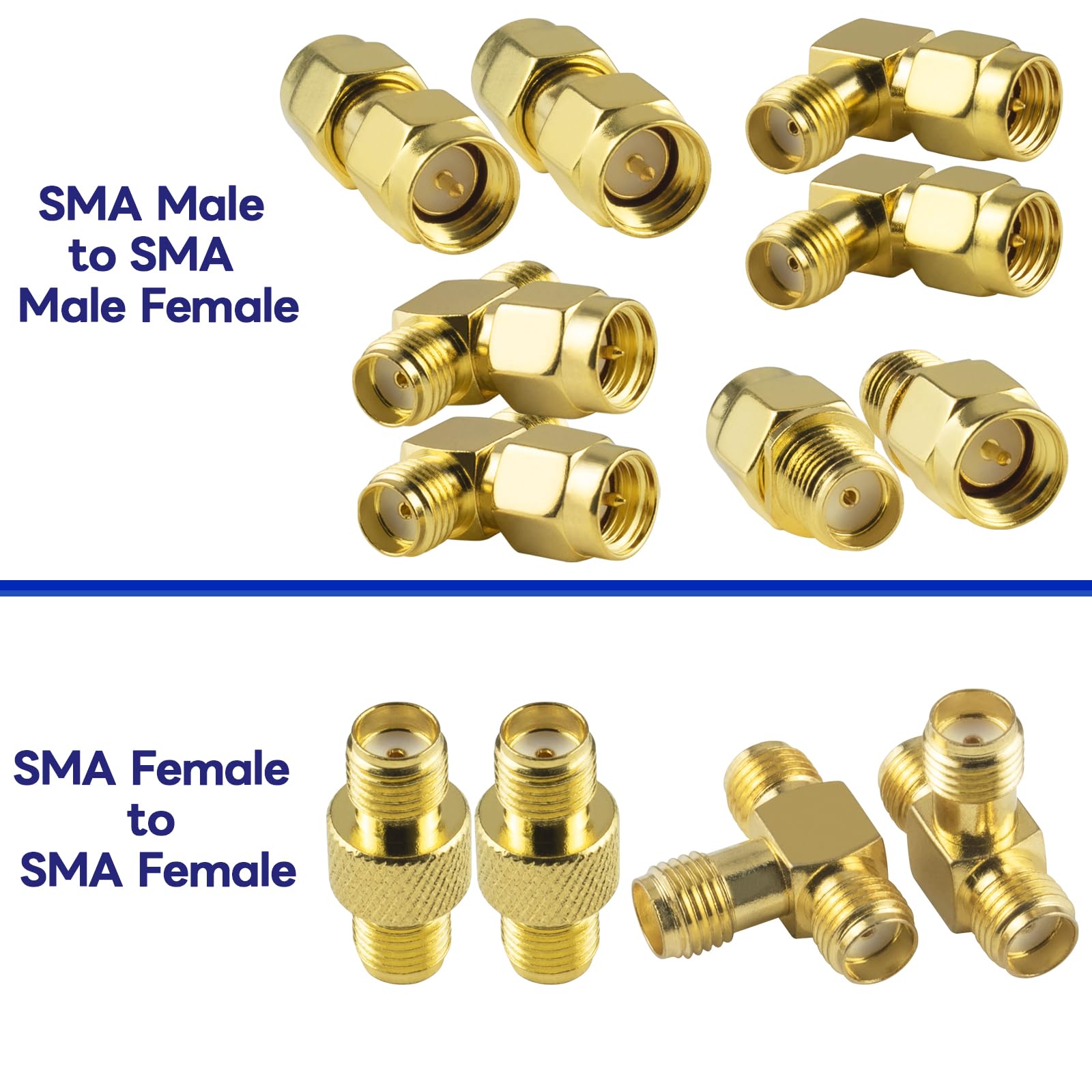 Kaunosta Kaunosta SMA Connectors RF Adapter Kits 12Pcs for WiFi Antenna Extension Cable Wireless LAN Devices Ham Radio FPV Antennas - View 2 of 6