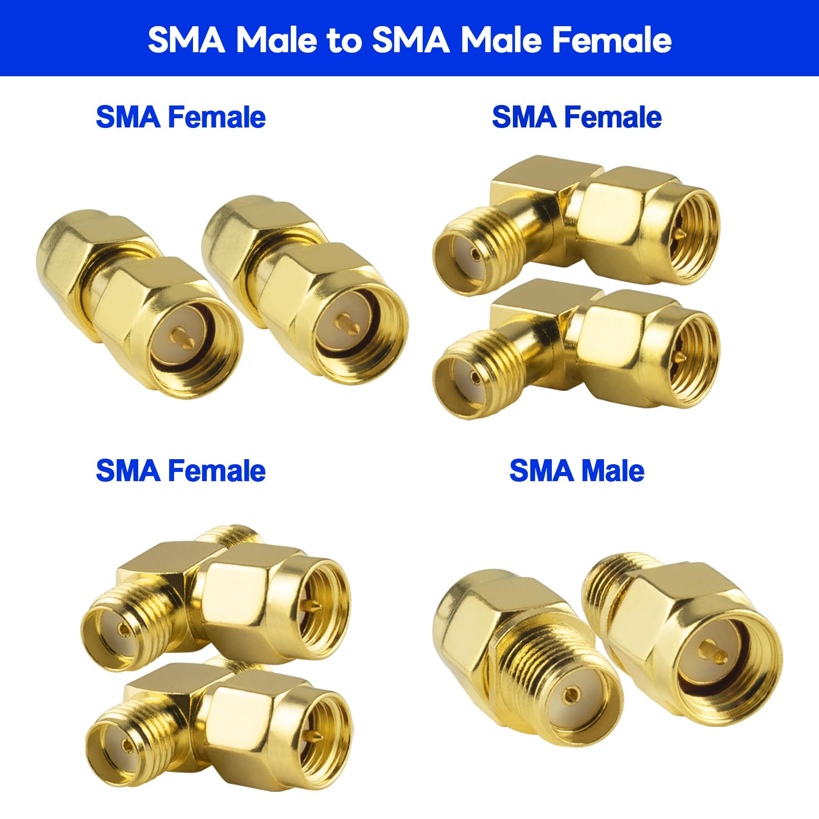 Kaunosta Kaunosta SMA Connectors RF Adapter Kits 12Pcs for WiFi Antenna Extension Cable Wireless LAN Devices Ham Radio FPV Antennas - View 3 of 6