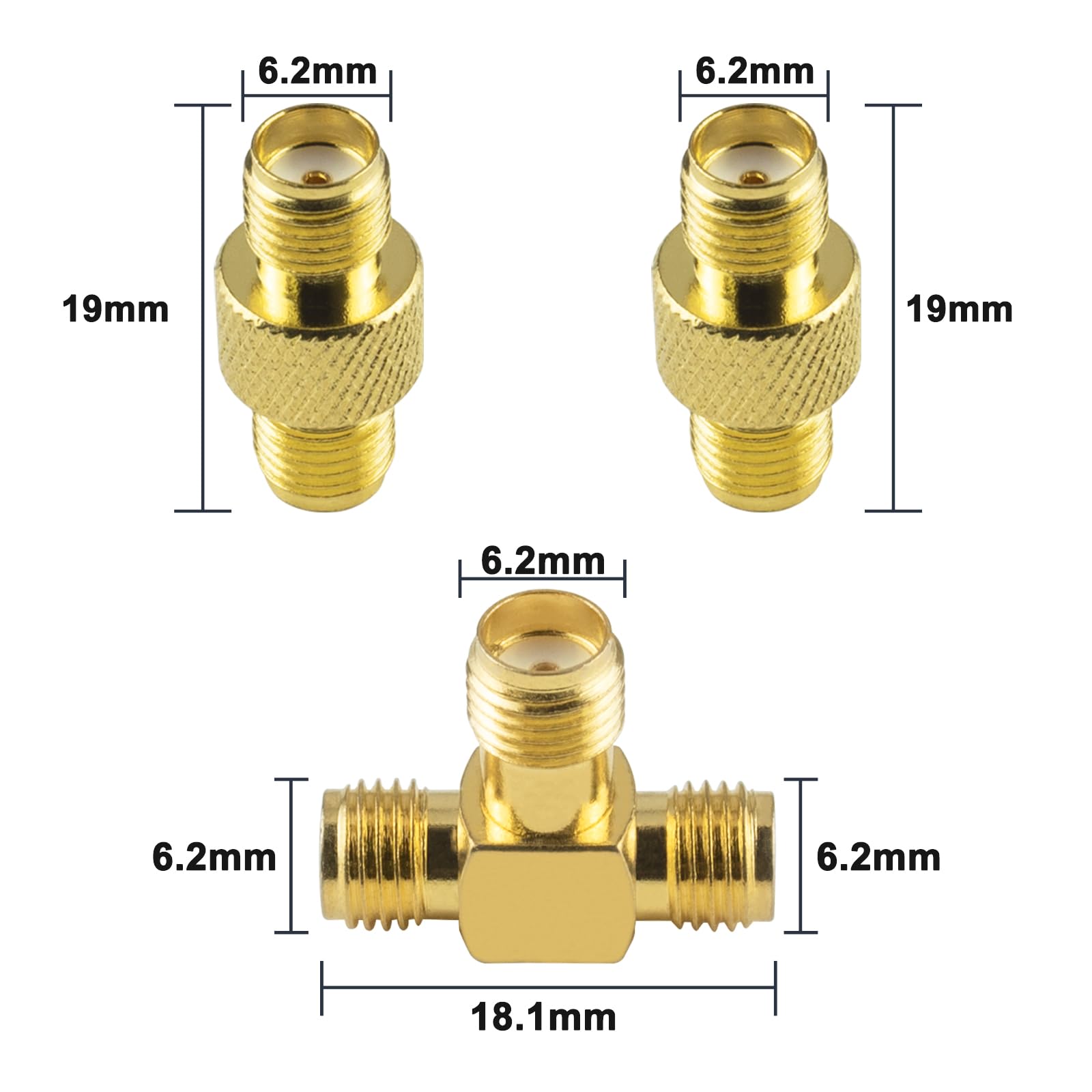 Kaunosta Kaunosta SMA Connectors RF Adapter Kits 12Pcs for WiFi Antenna Extension Cable Wireless LAN Devices Ham Radio FPV Antennas - View 6 of 6