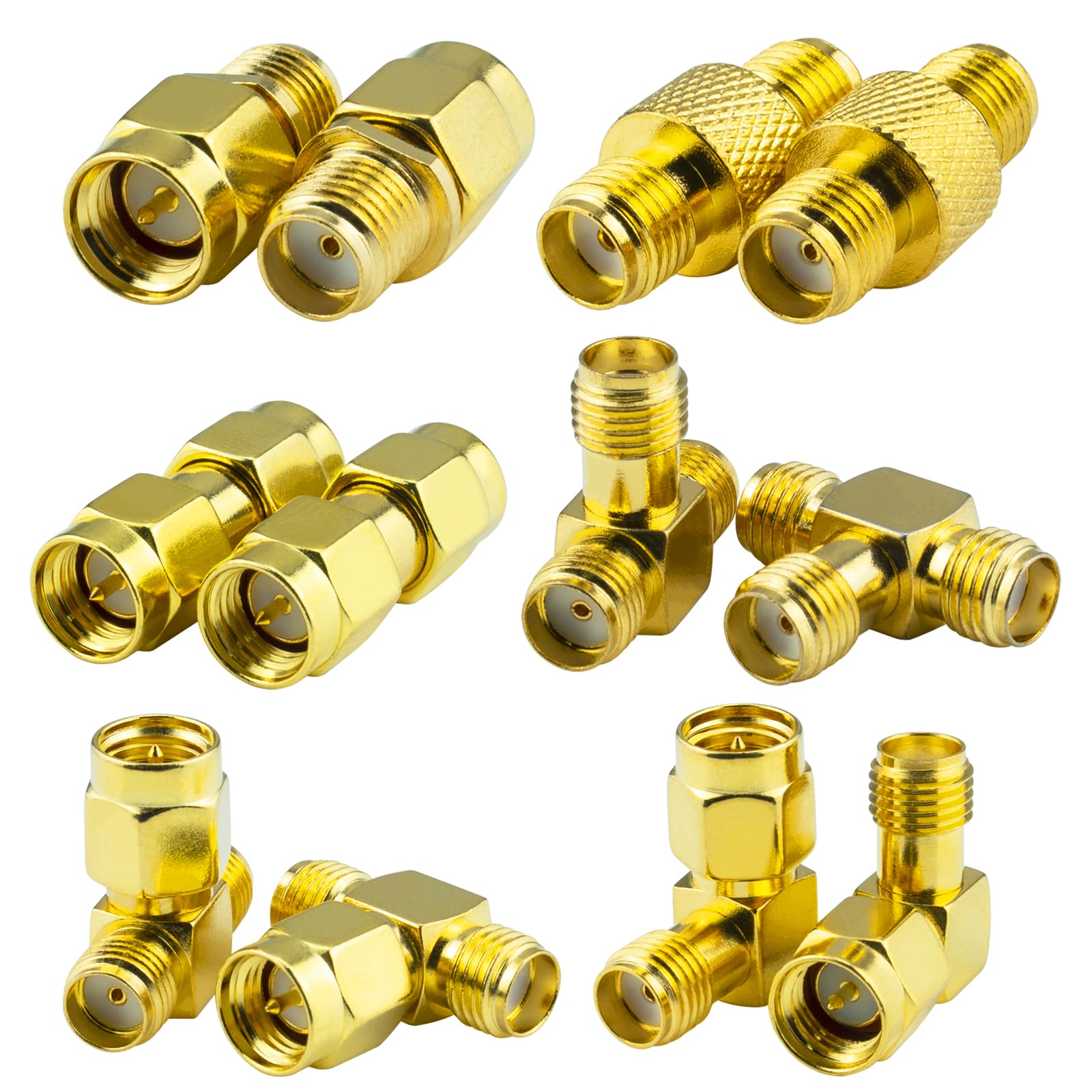 Kaunosta Kaunosta SMA Connectors RF Adapter Kits 12Pcs for WiFi Antenna Extension Cable Wireless LAN Devices Ham Radio FPV Antennas